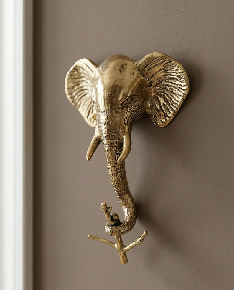 Elephant Brass Wall Hook - Vintage Animal Decor