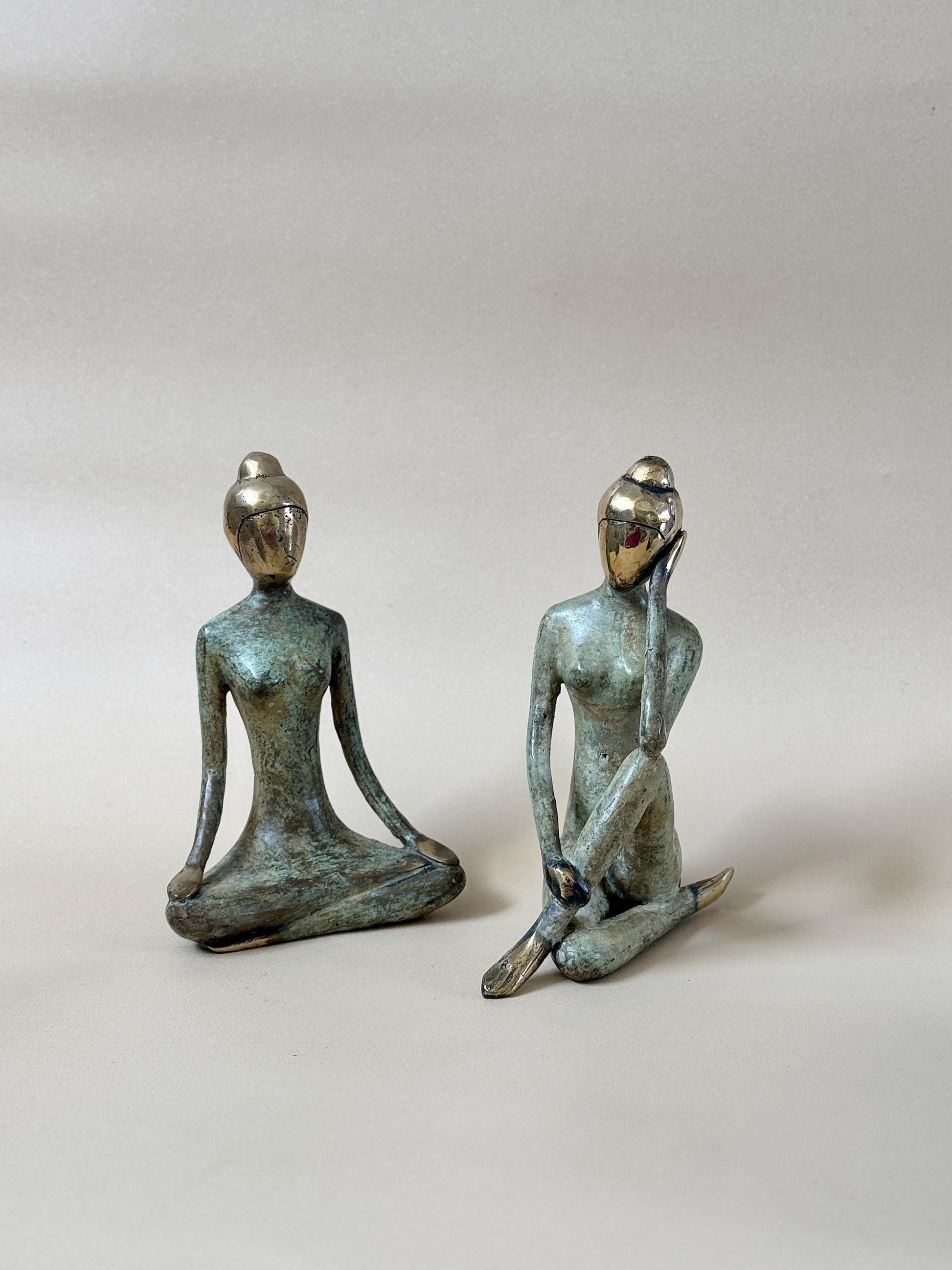 Brass Yoga Woman Figurines