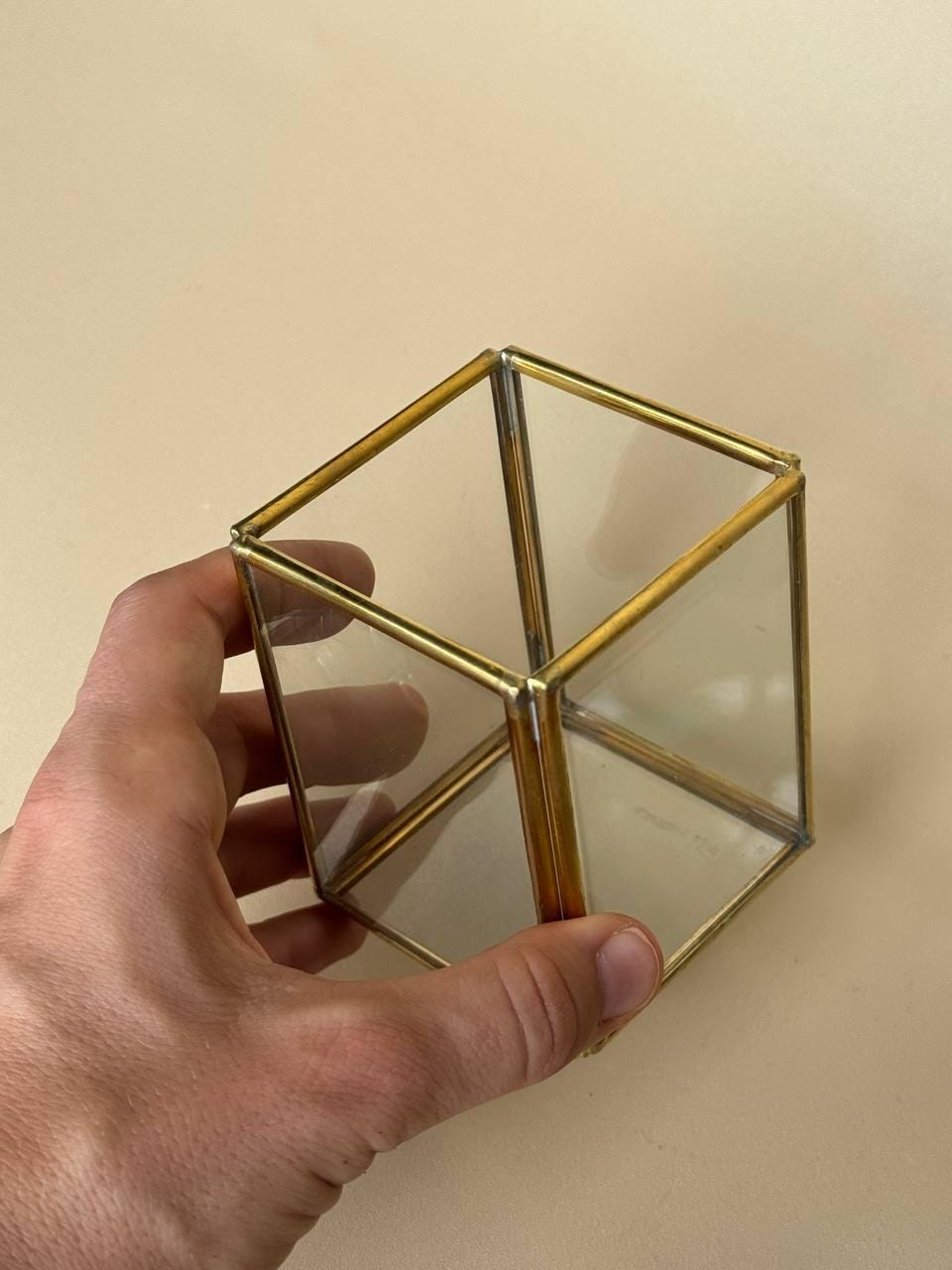 Glass & Brass Mini Jewelry Box | Ring & Earring Holder