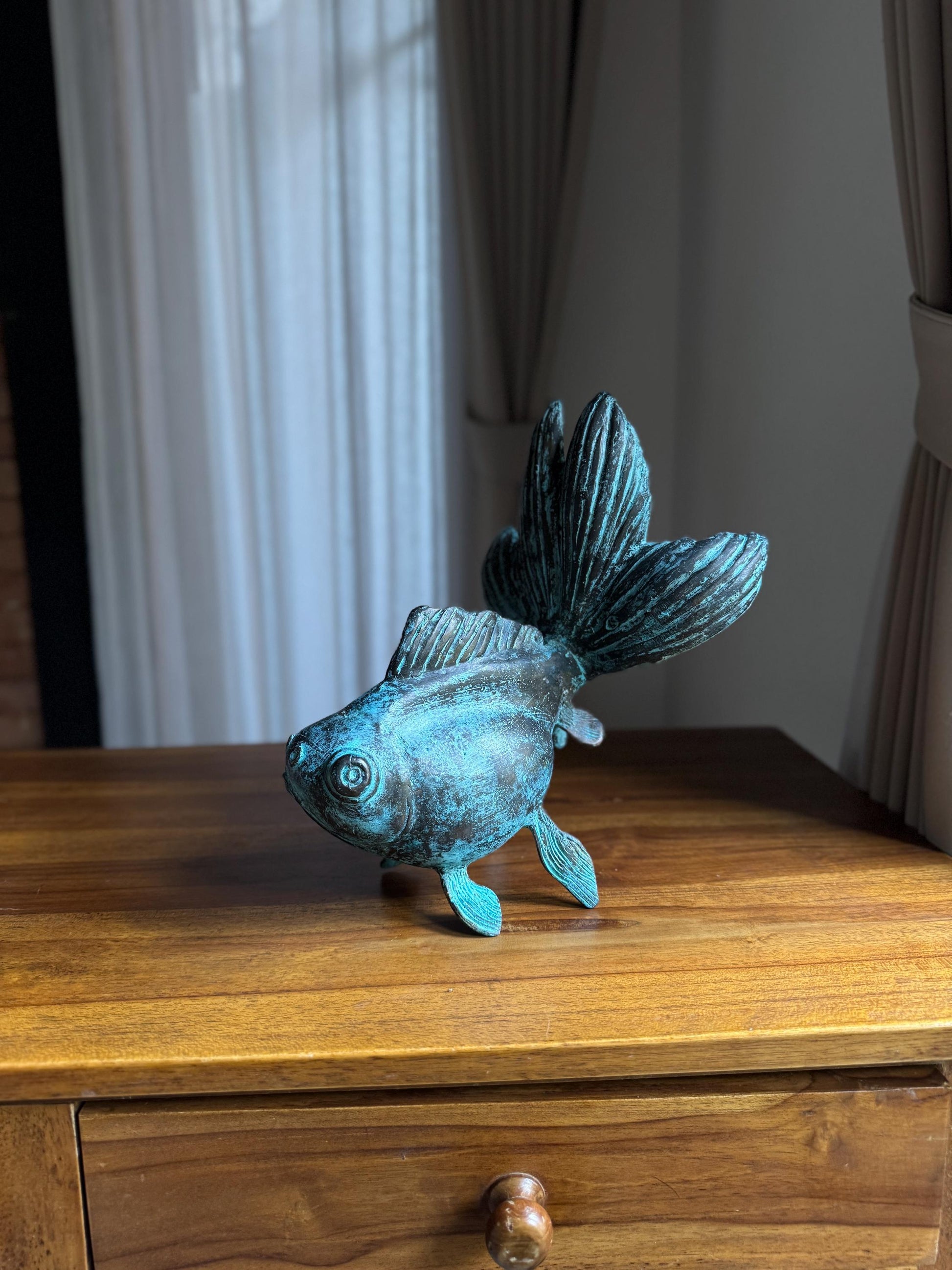 Patina Antique Brass Fish Statue