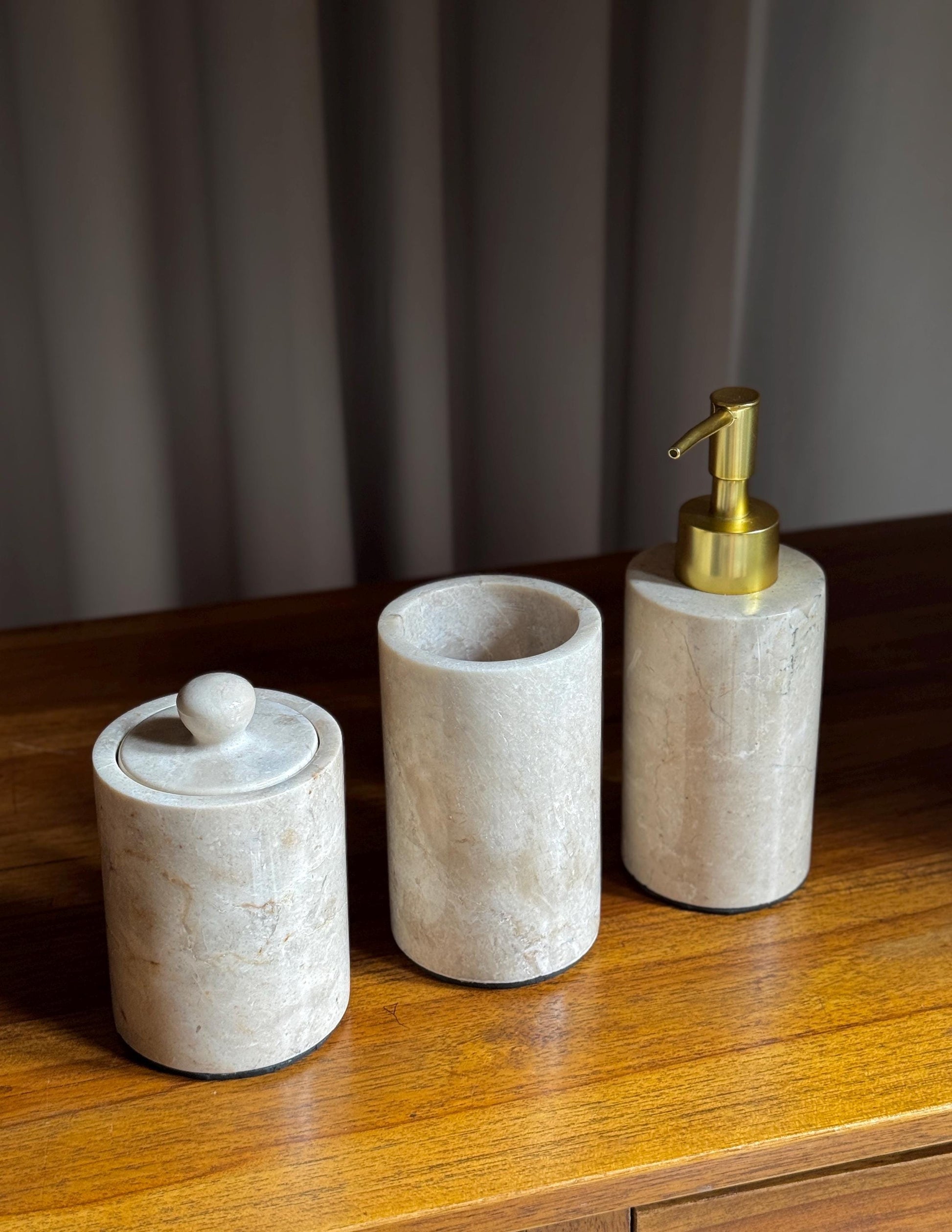 Marble Soap Dispenser with Gold Pump