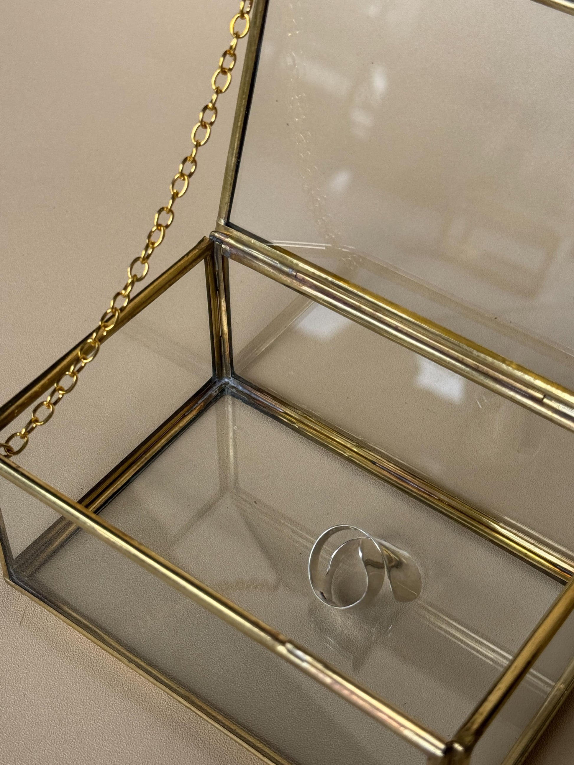 Glass & Brass Jewelry Box Set