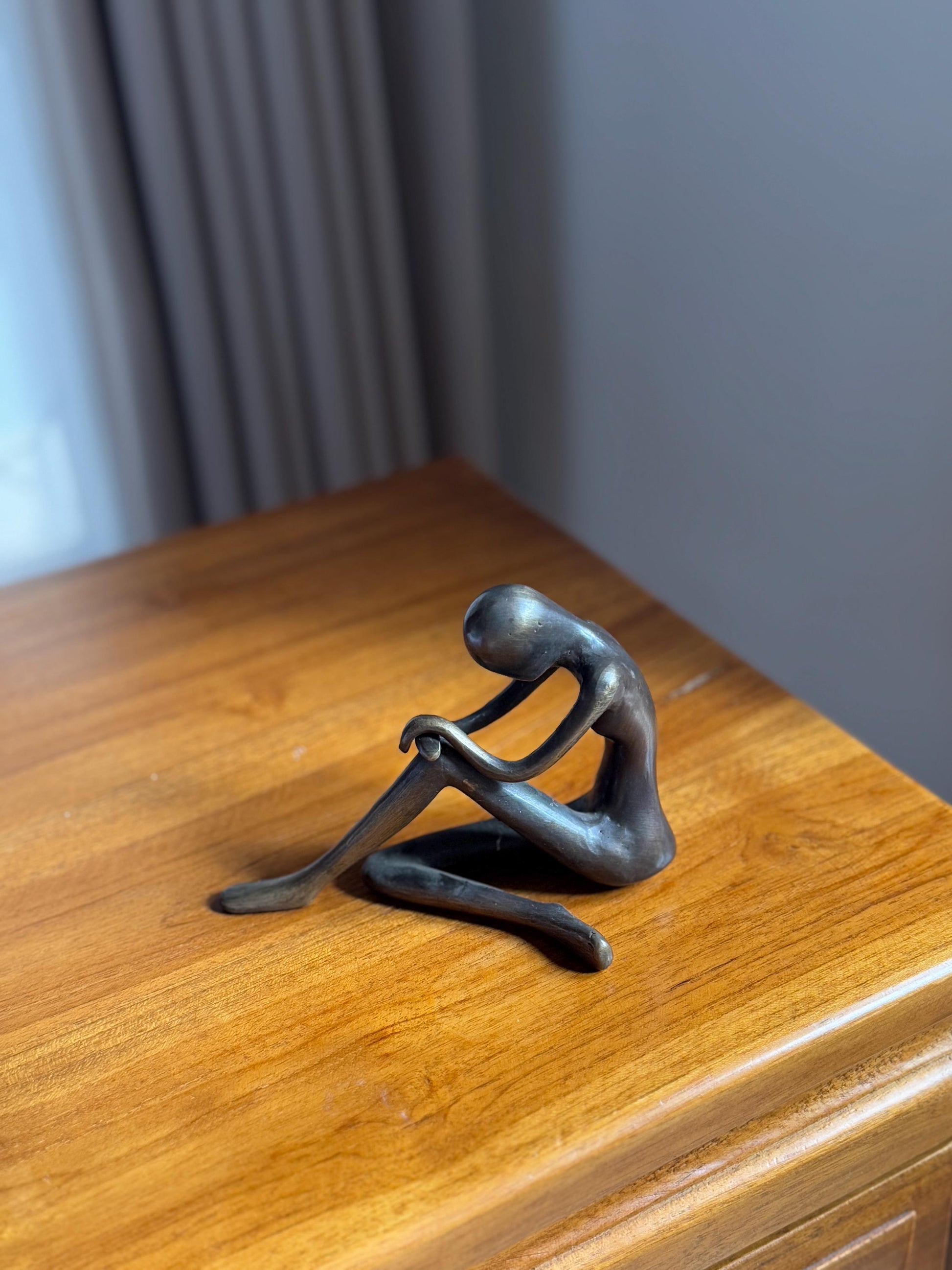 Minimalist Edge-Sitting Brass Sculpture