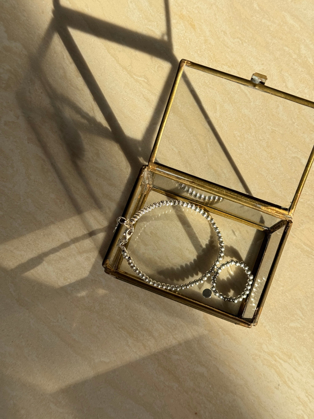 Glass and Brass Mini Jewelry Boxes