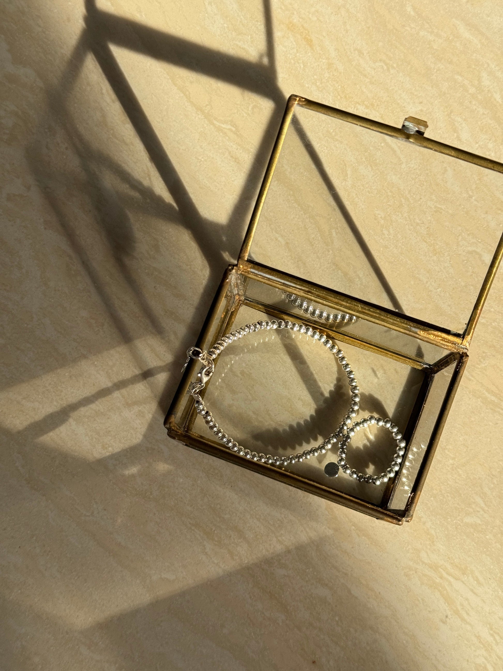 Glass and Brass Mini Jewelry Boxes