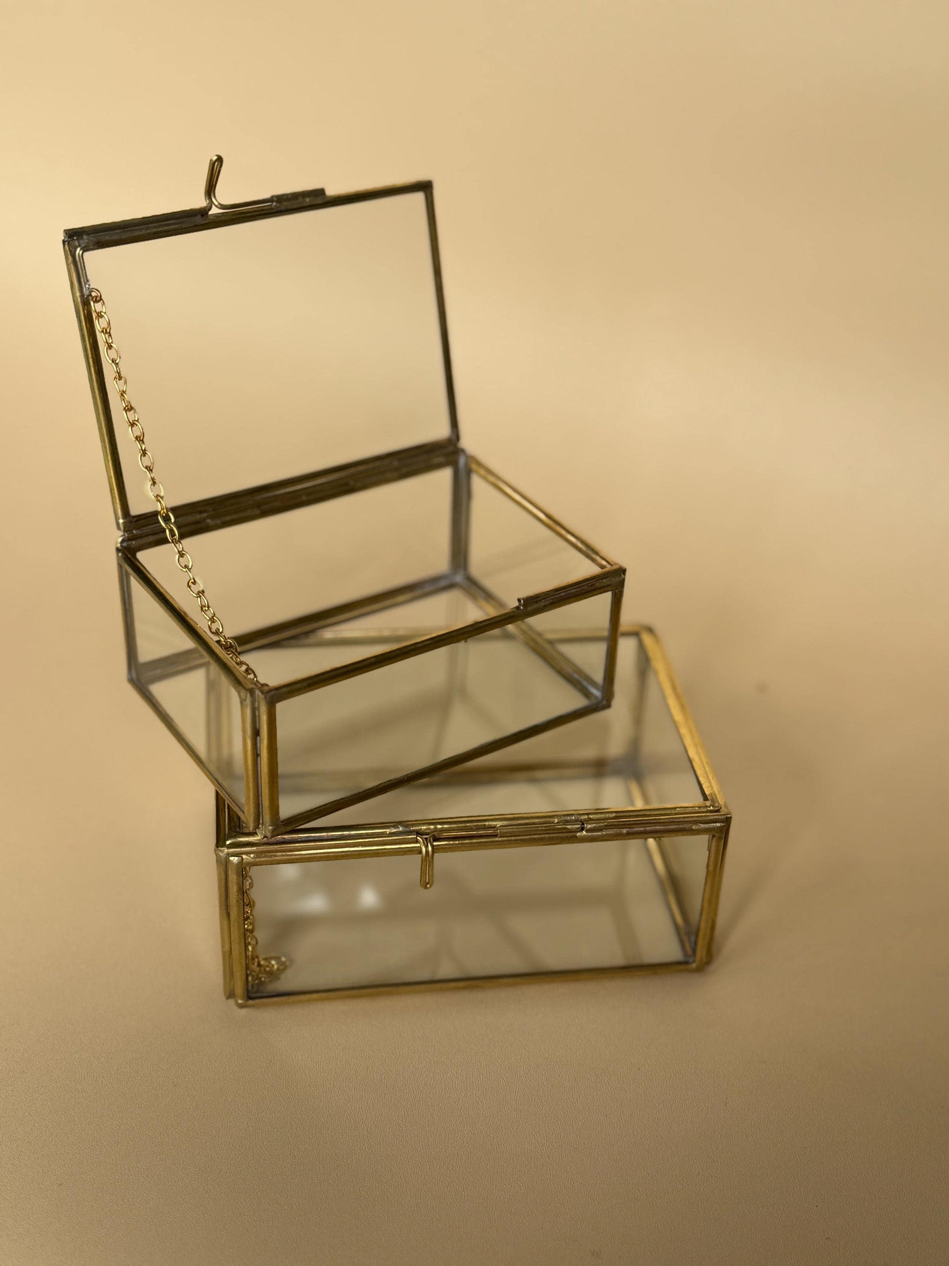 Glass & Brass Jewelry Box Set