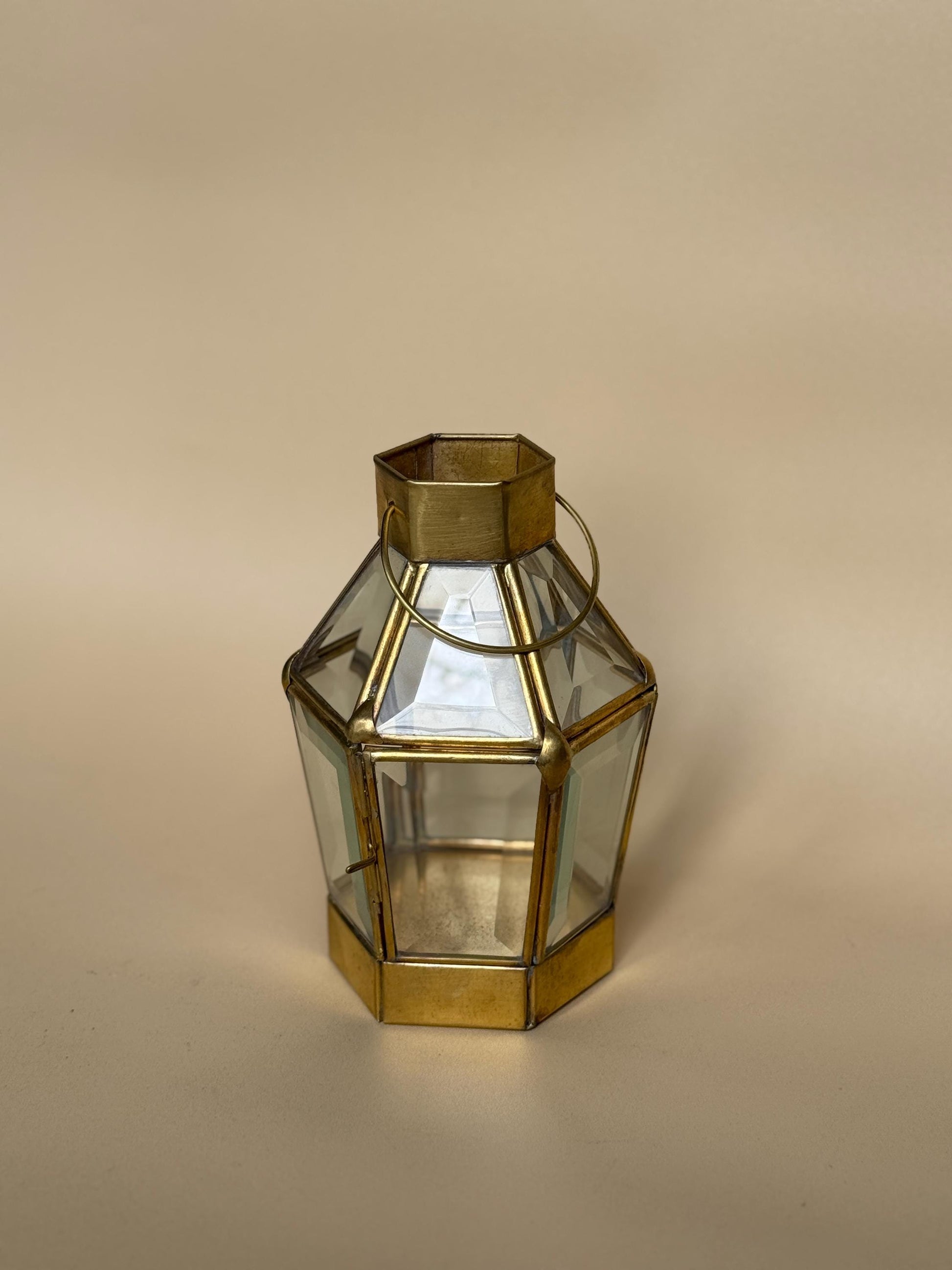 Hexagonal Brass & Glass Lantern