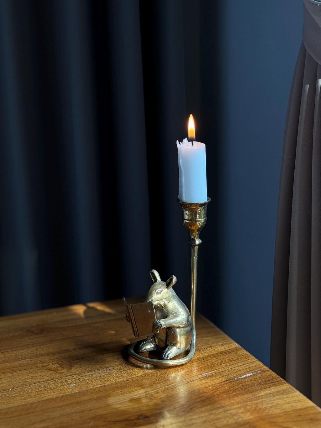 Brass Mouse Candleholder