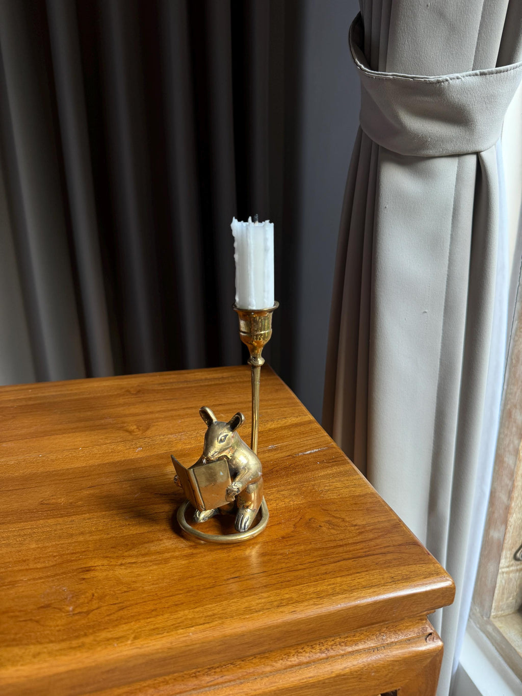 Brass Mouse Candleholder