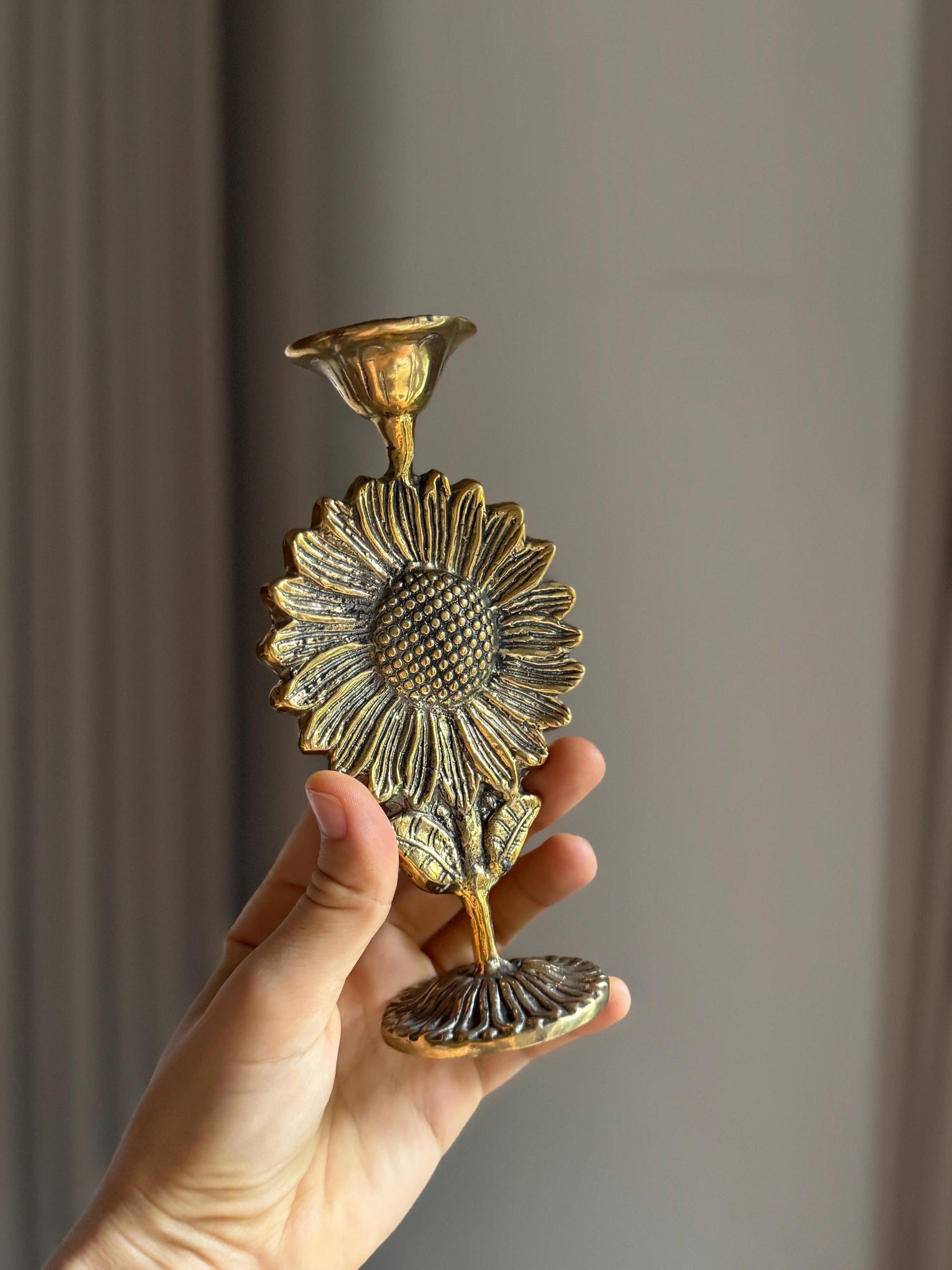 Sunflower Brass Candleholder