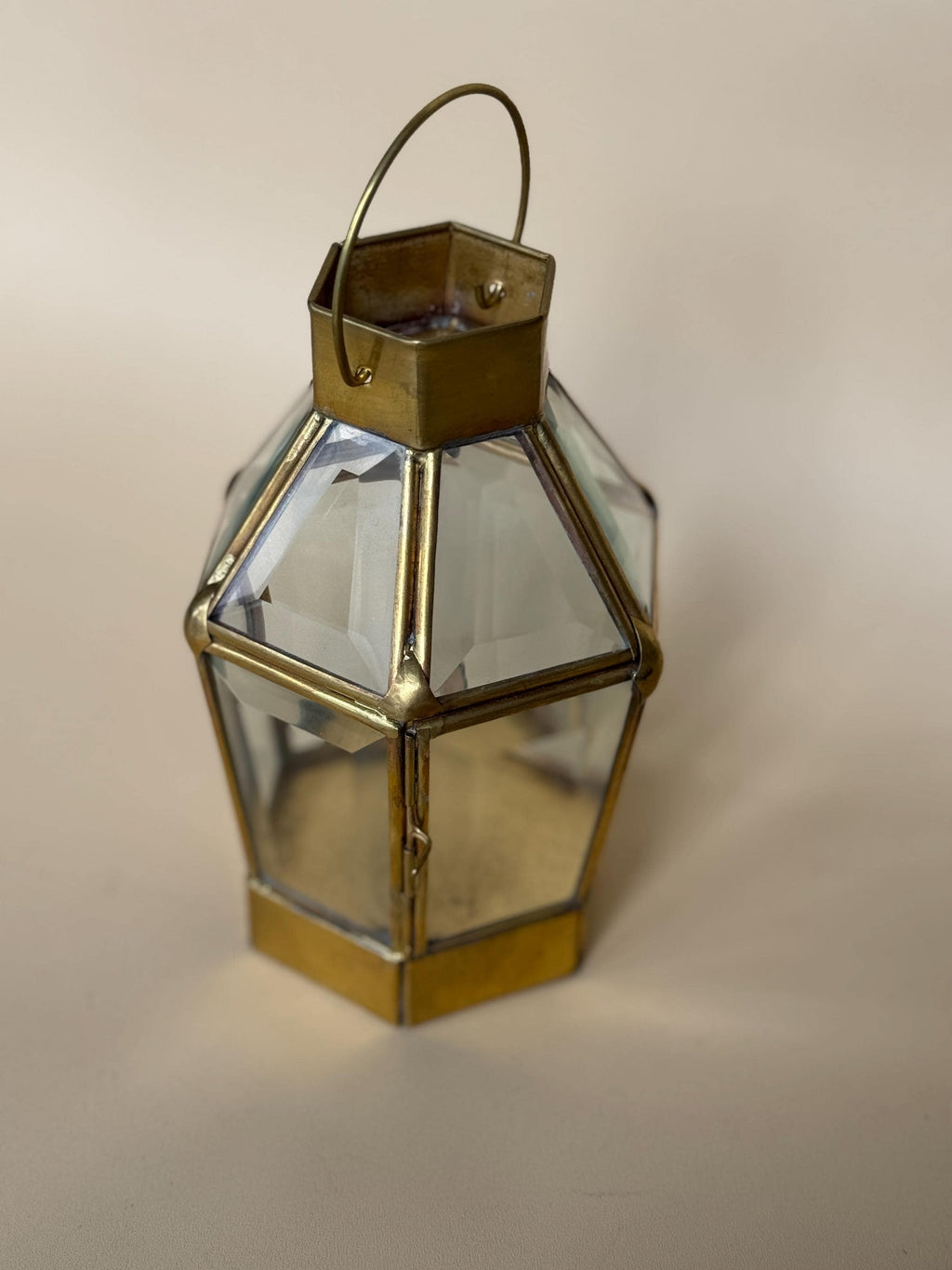 Hexagonal Brass & Glass Lantern