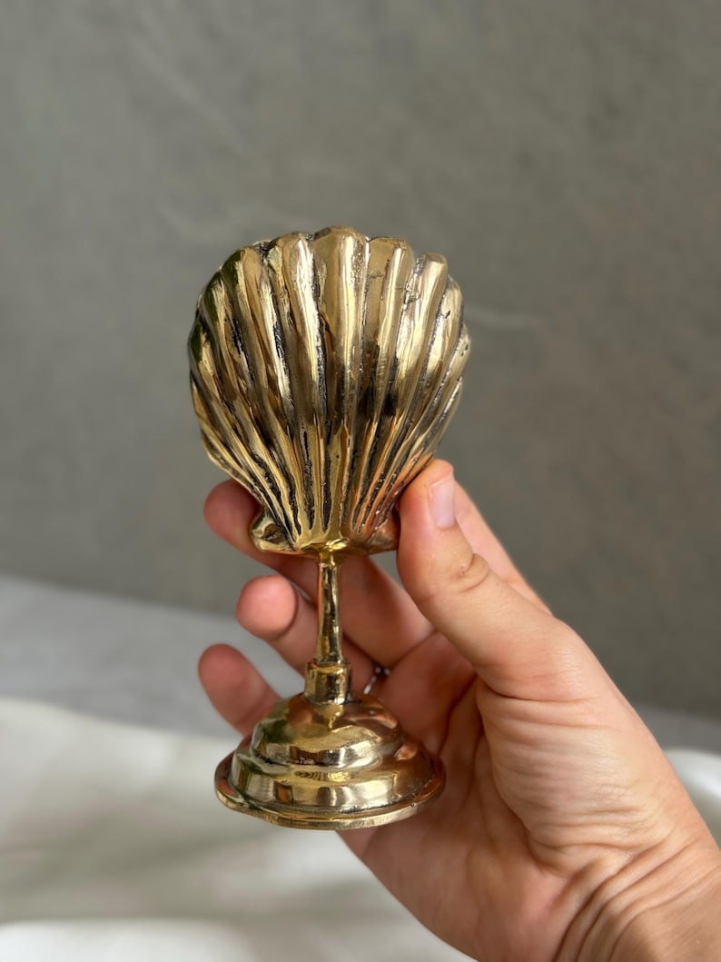 Vintage Brass Shell Card Holder