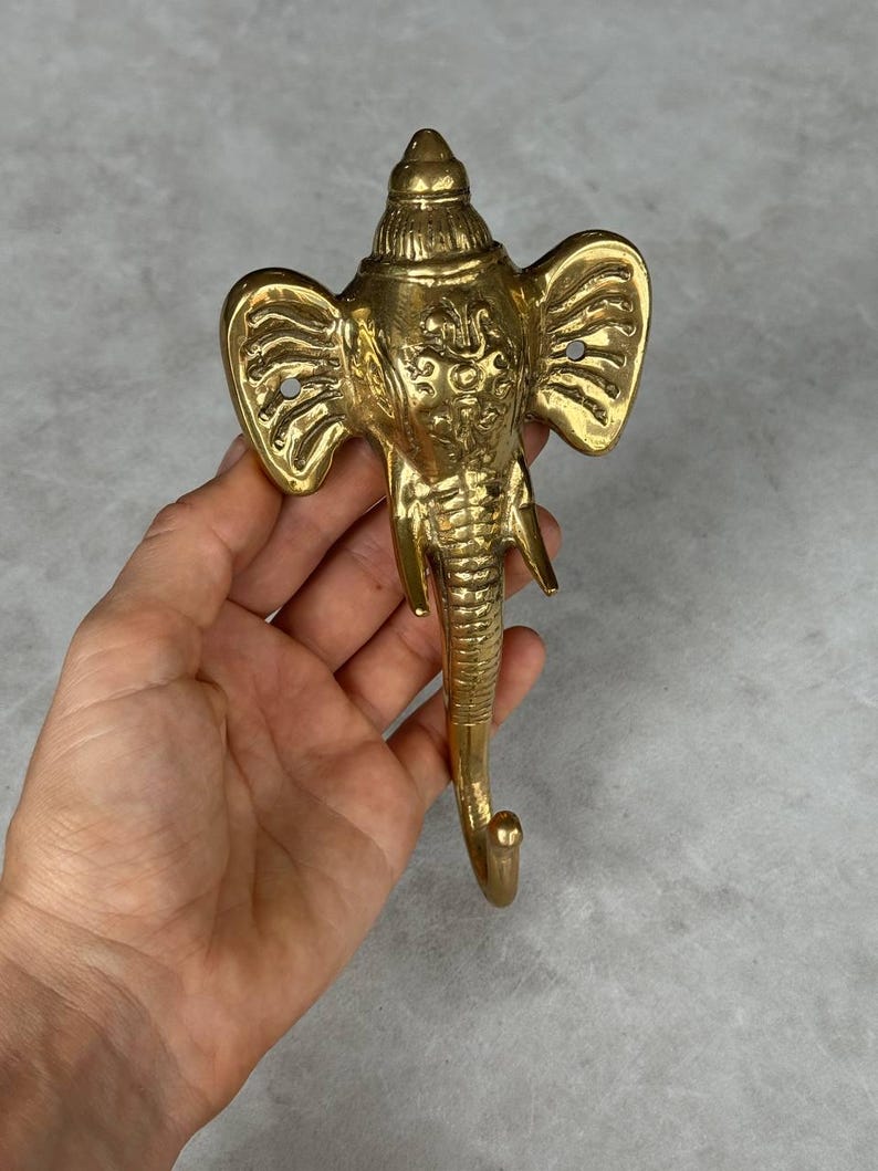 Ganesha Brass Wall Hook - Indian Style Decor