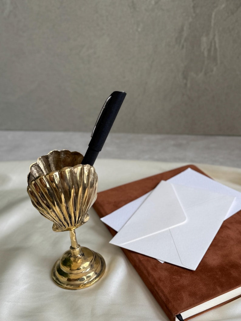 Vintage Brass Shell Card Holder