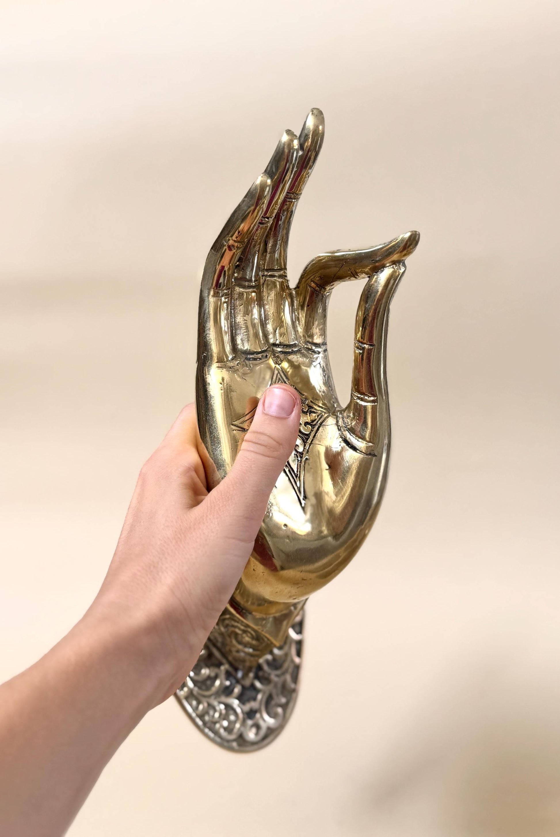 Brass Mudra Hand Door Handle