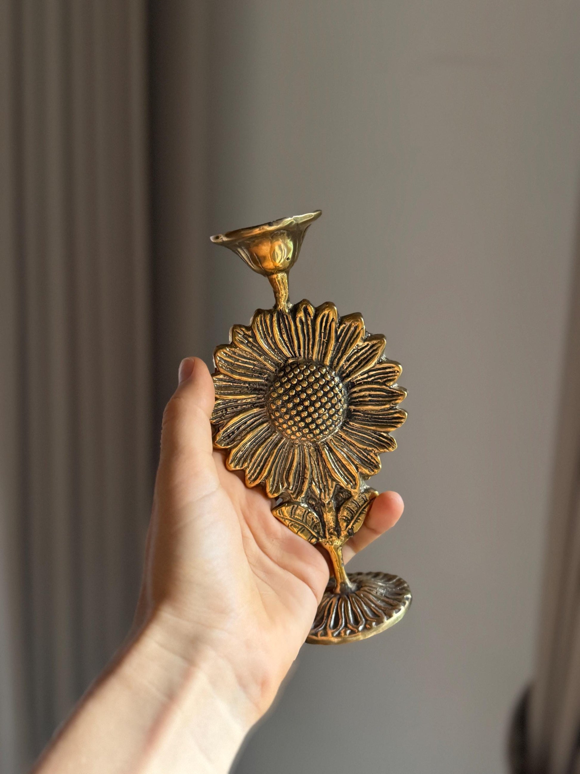 Sunflower Brass Candleholder