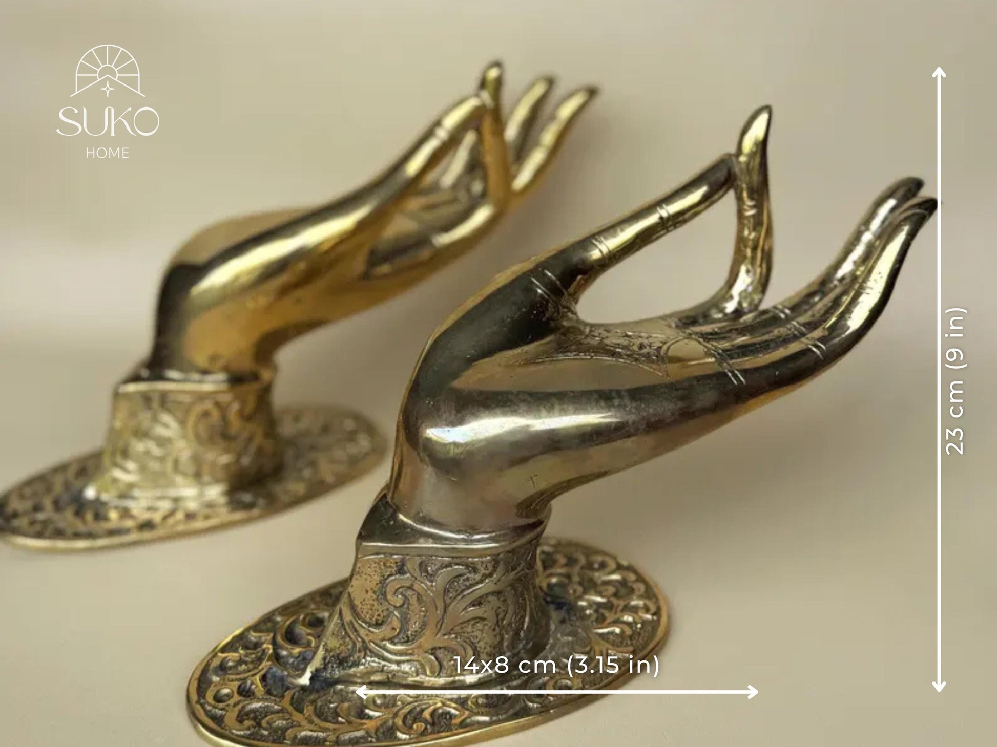 Brass Buddha Hands Door Handles – Antique-Style Mudra Hook