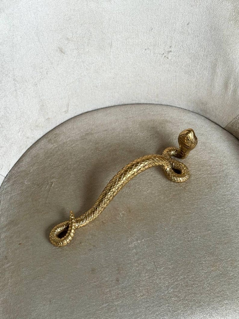 Brass Serpent Door Handle — Snake Pull for Door & Cabinet