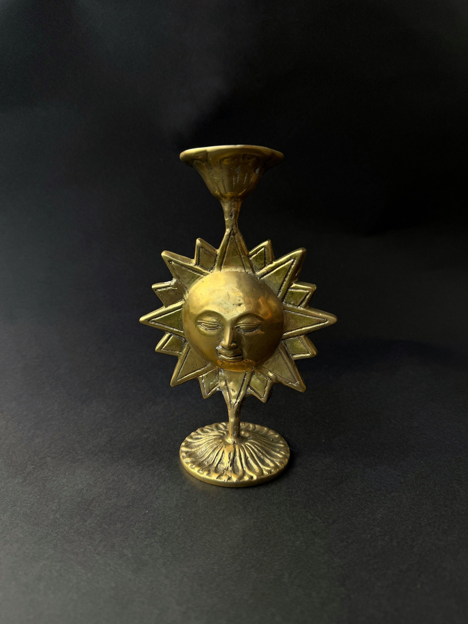 Bali Celestial Brass Sun Candleholder, Bali – Vintage Decor