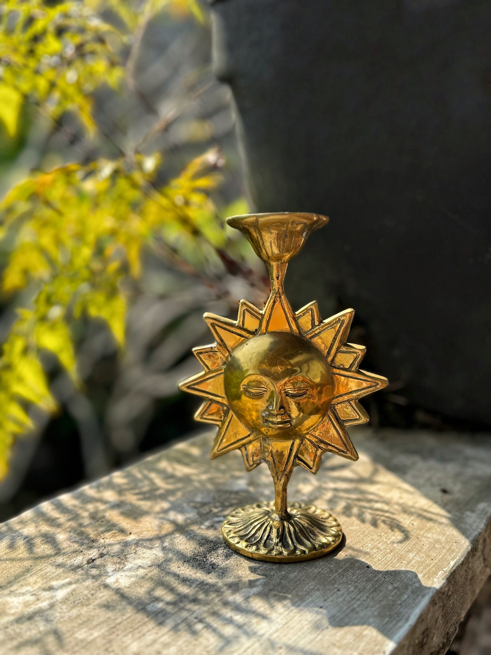 Bali Celestial Brass Sun Candleholder, Bali – Vintage Decor