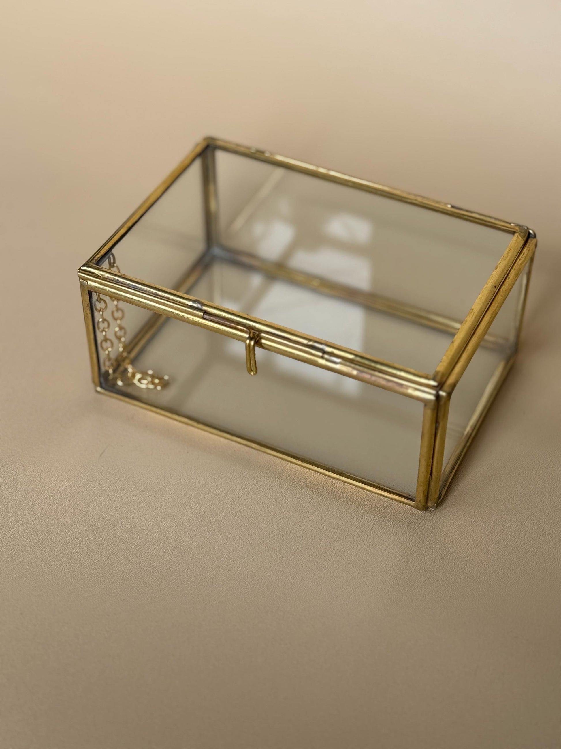 Glass & Brass Jewelry Box Set