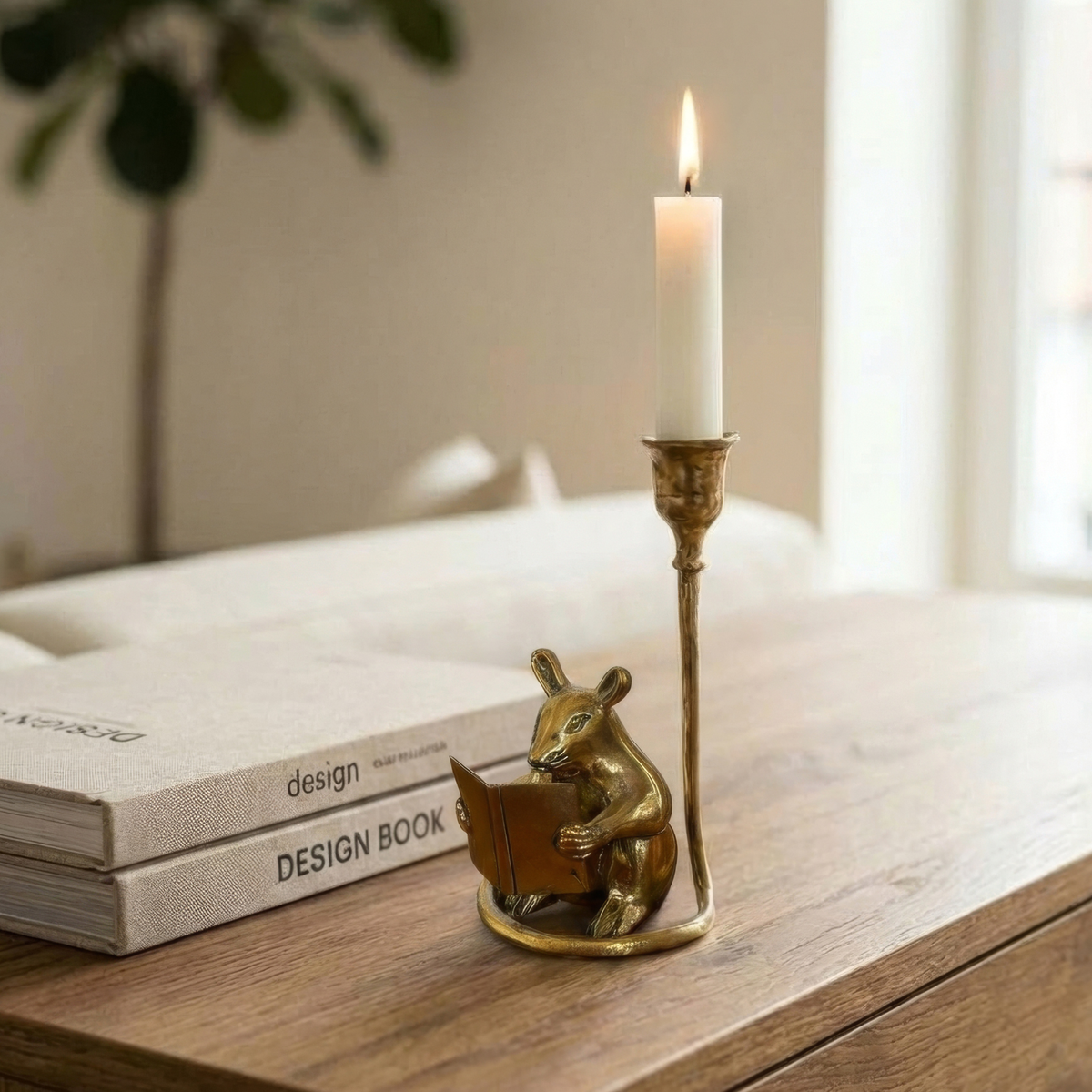 Brass Mouse Candleholder, vintage home gift
