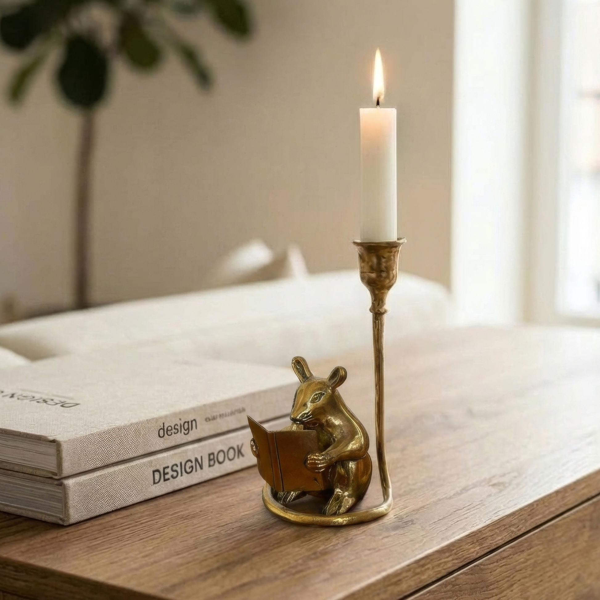 Brass Mouse Candleholder, vintage home gift