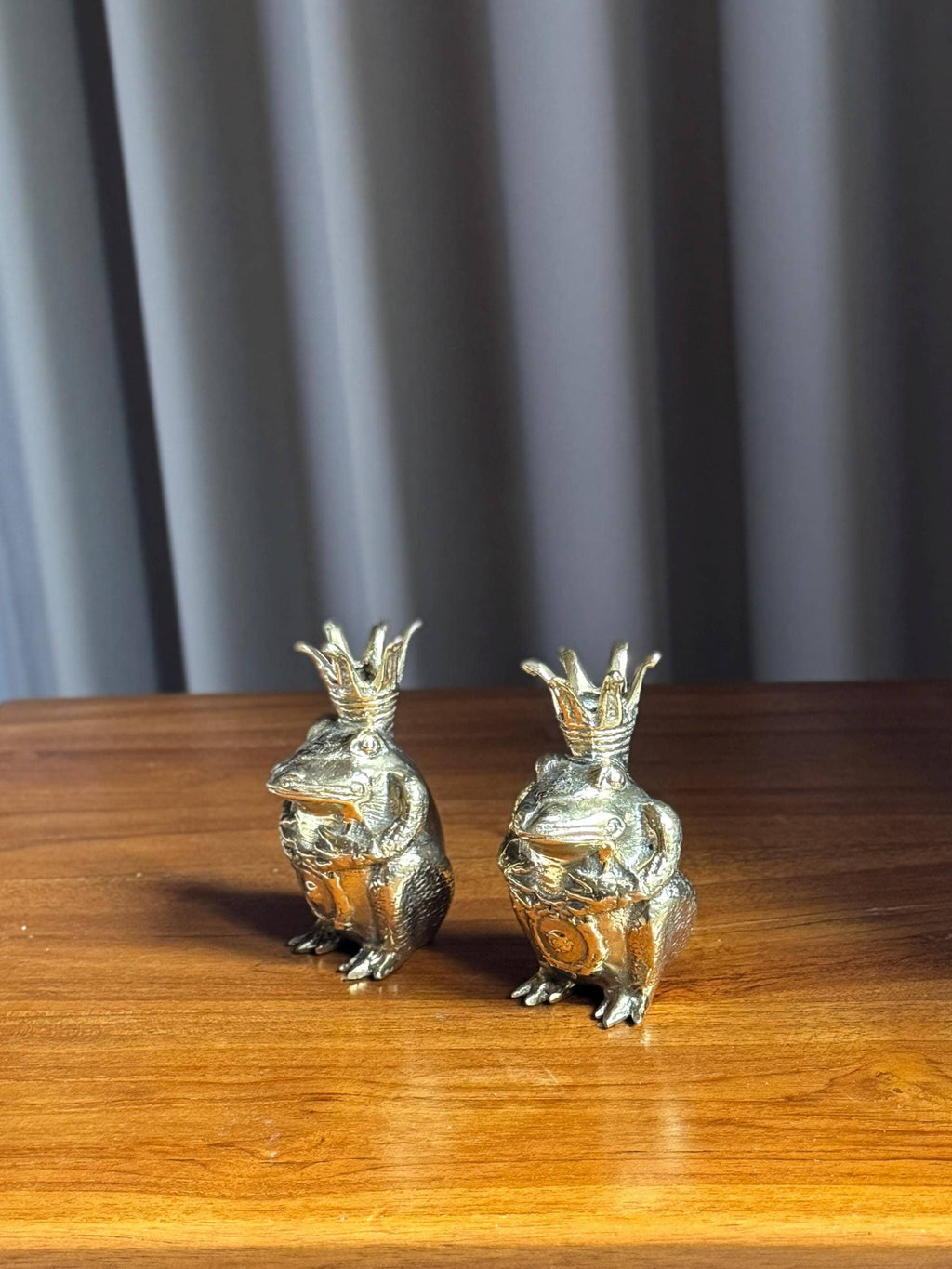 Brass Frog Candleholder Set