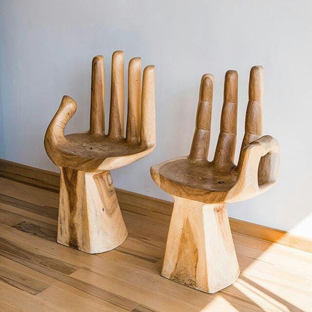 Hand-Carved Wooden Chair