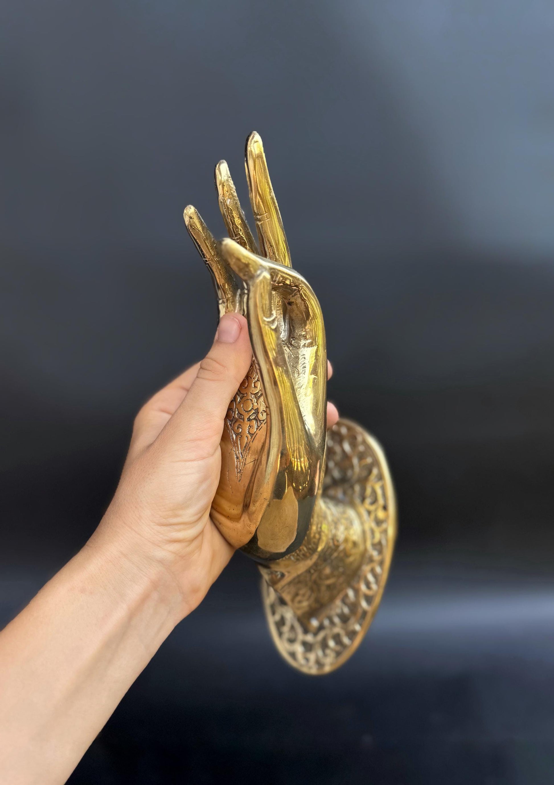 Brass Buddha Hands Door Handles – Antique-Style Mudra Hook
