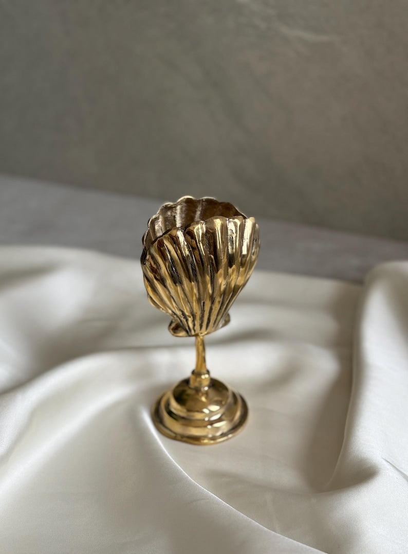 Vintage Brass Shell Card Holder