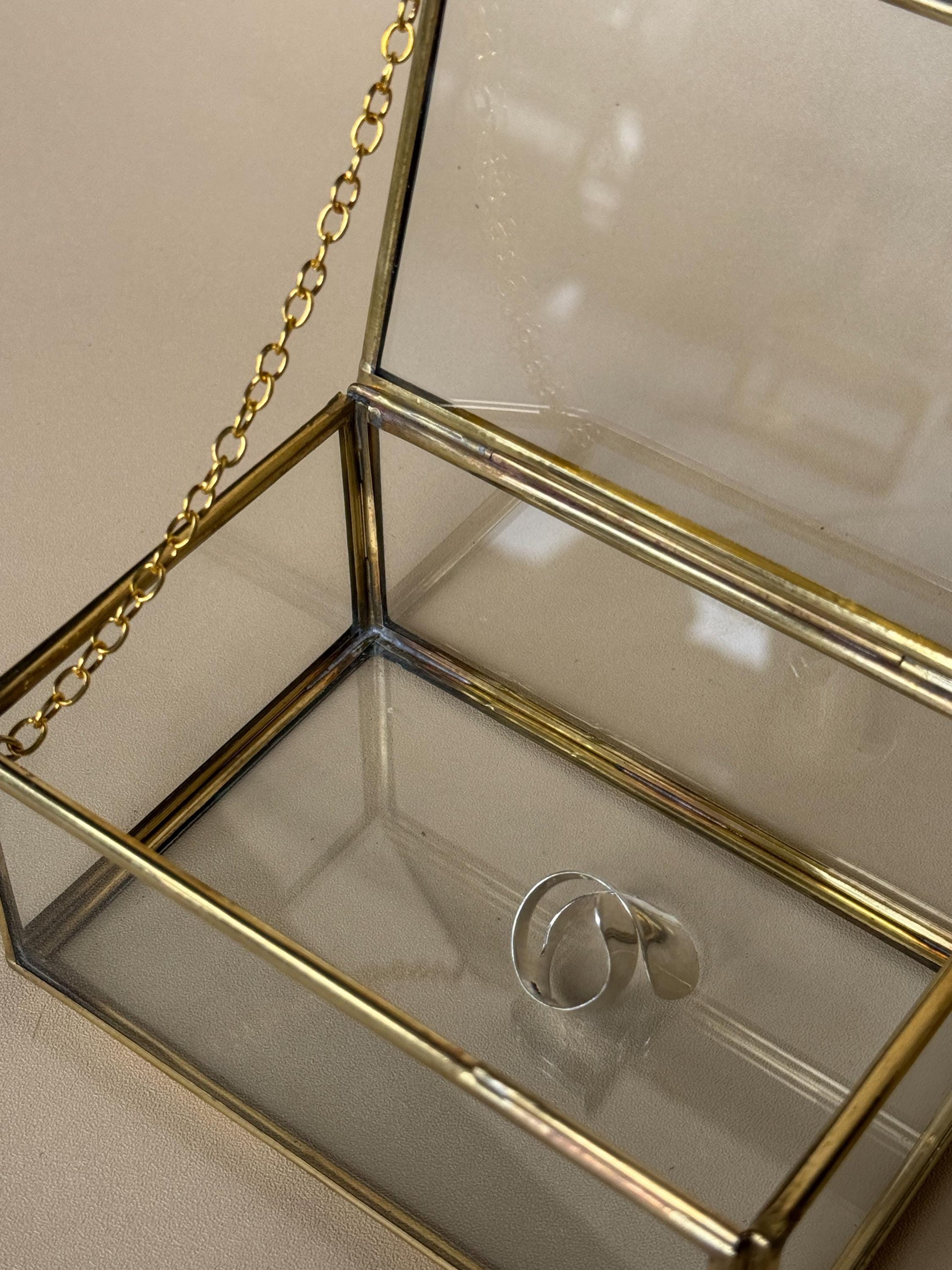 Glass & Brass Jewelry Box Set