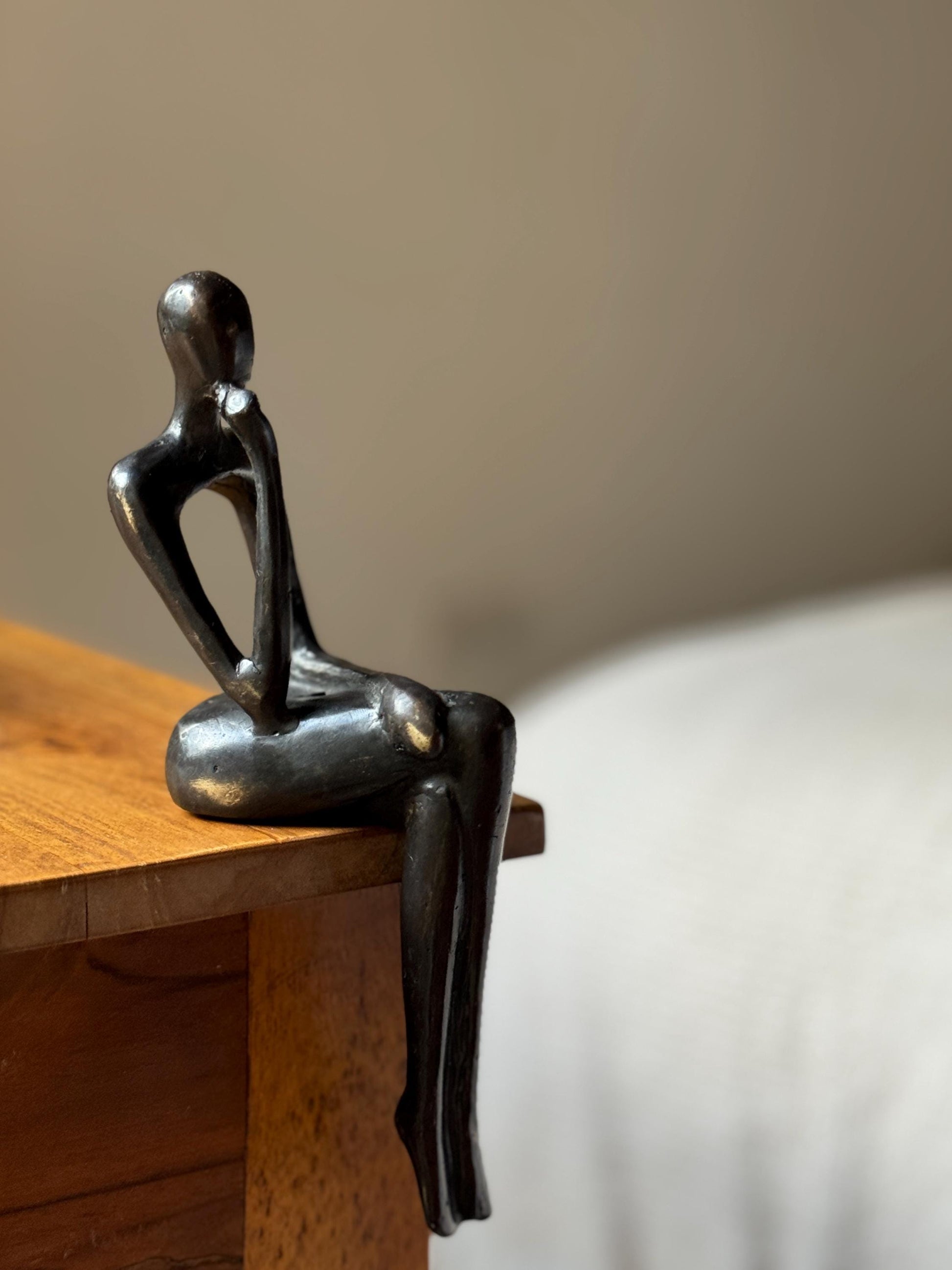 Minimalist Edge-Sitting Brass Sculpture