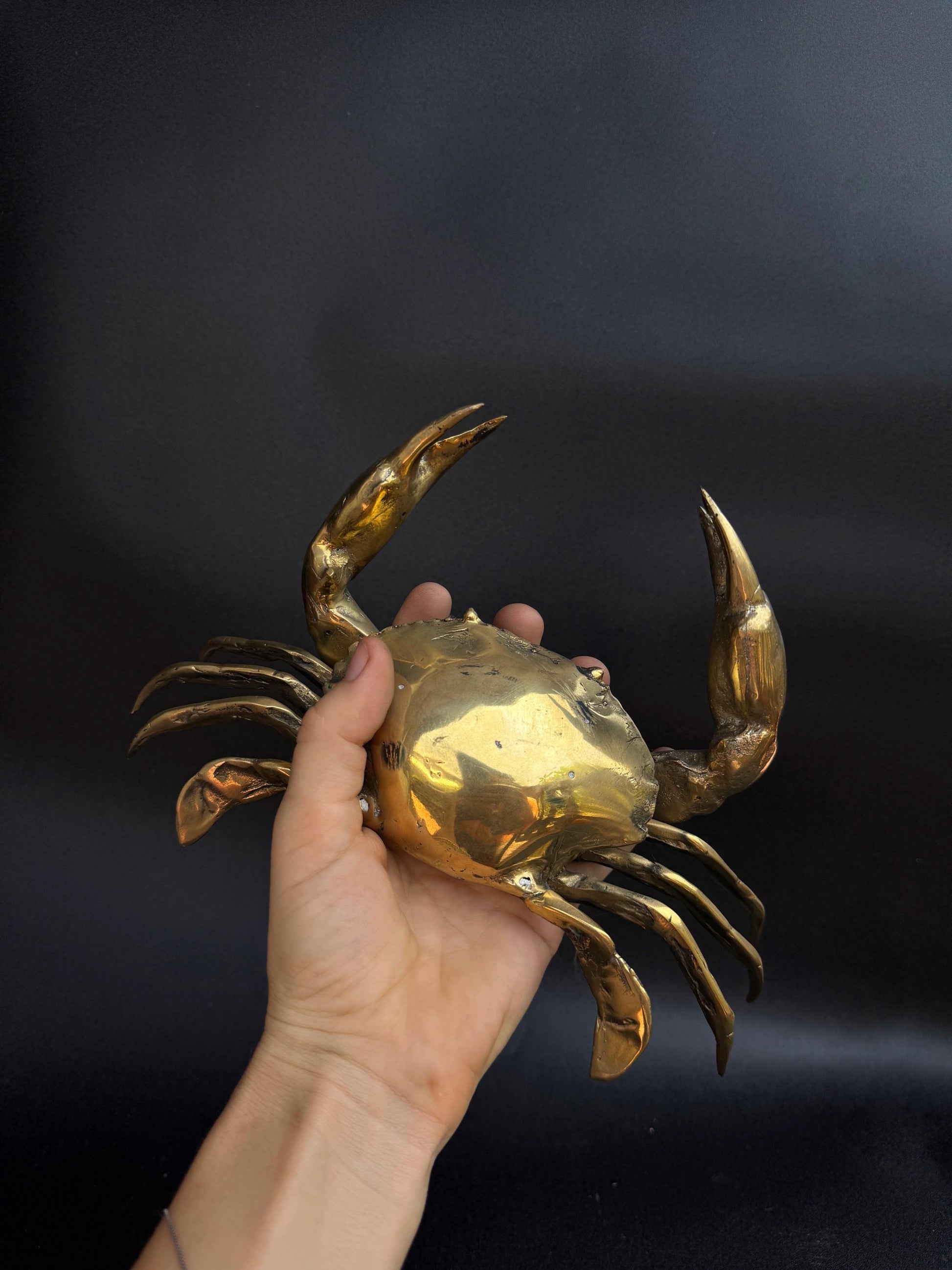 Brass Crab Figurine | Handcrafted Nautical Coastal Decor