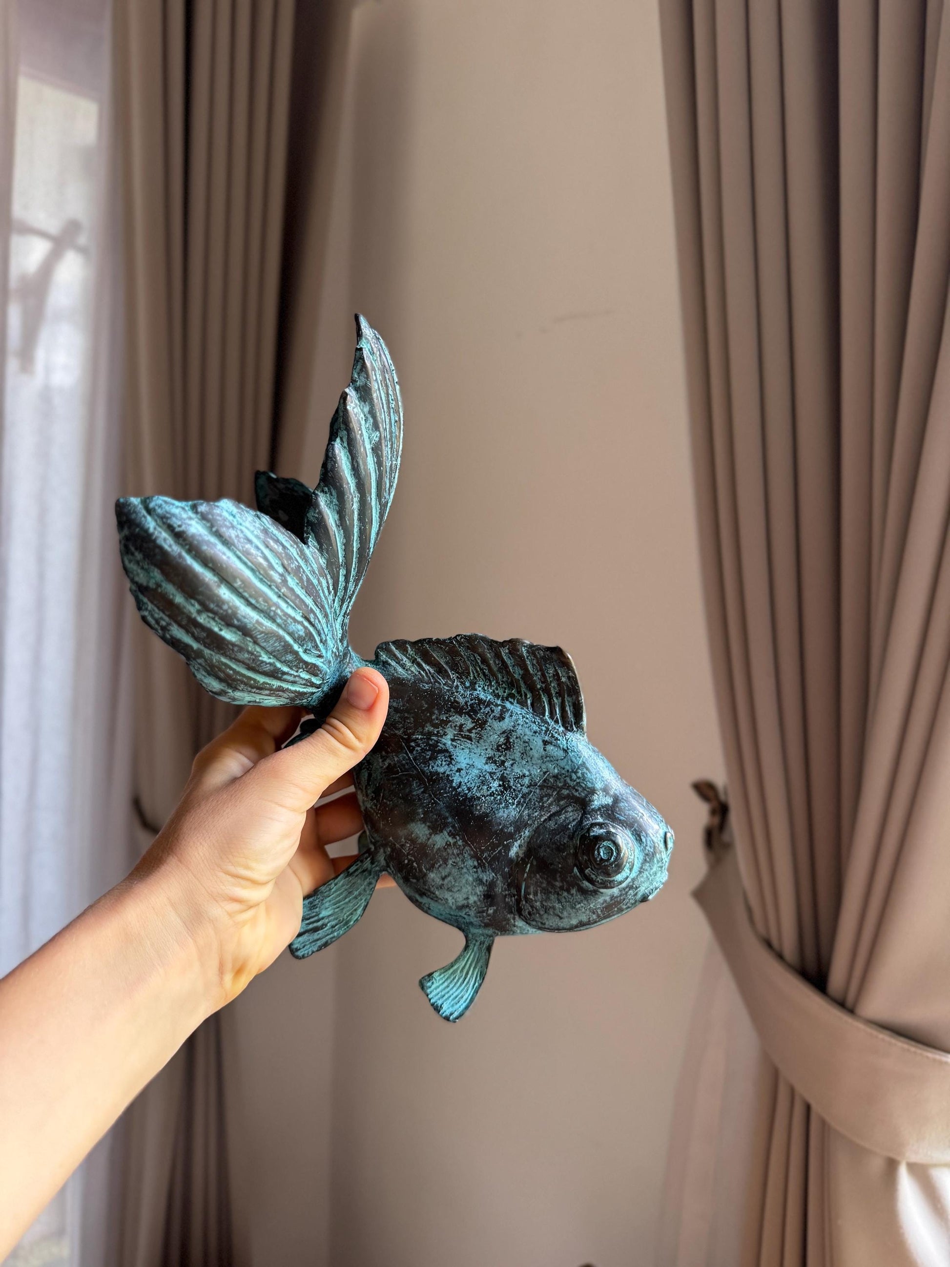 Patina Antique Brass Fish Statue