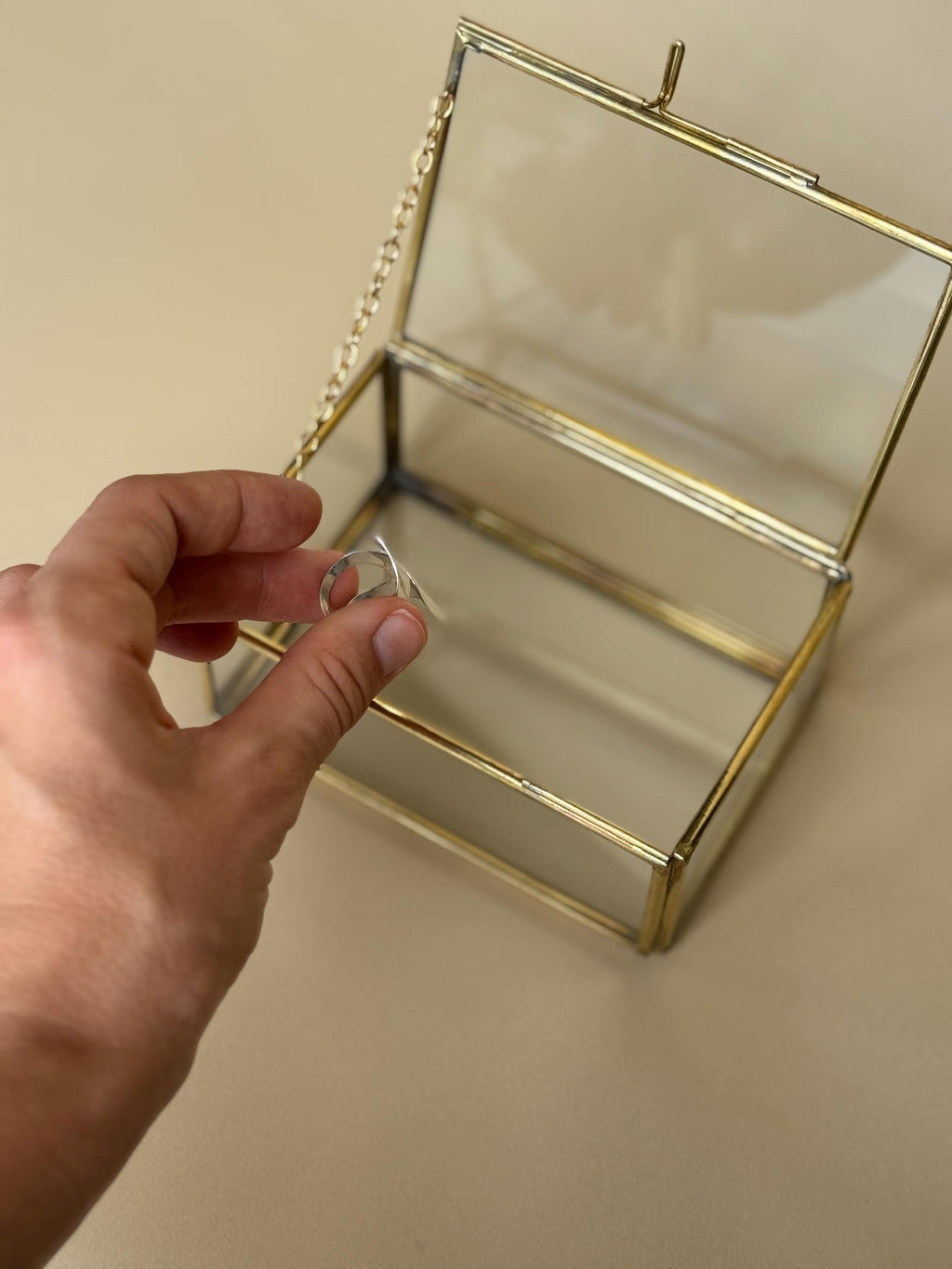 Glass & Brass Jewelry Box Set