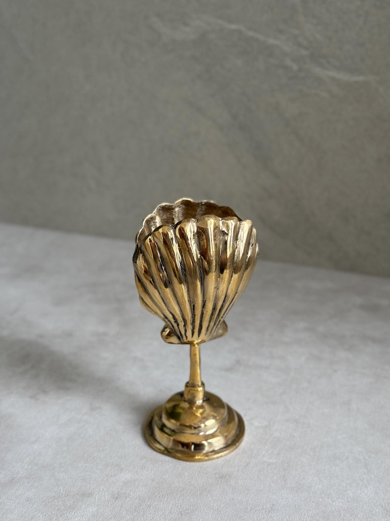 Vintage Brass Shell Card Holder