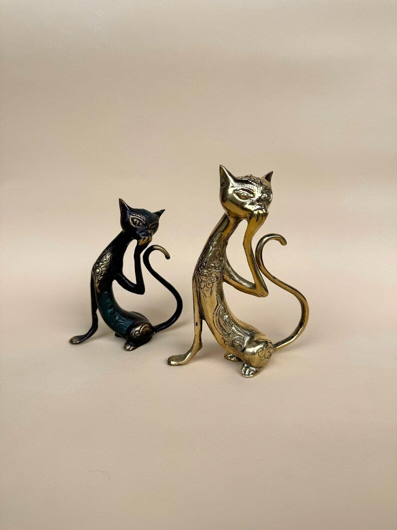 Cat Figurine Pair Gold or Black