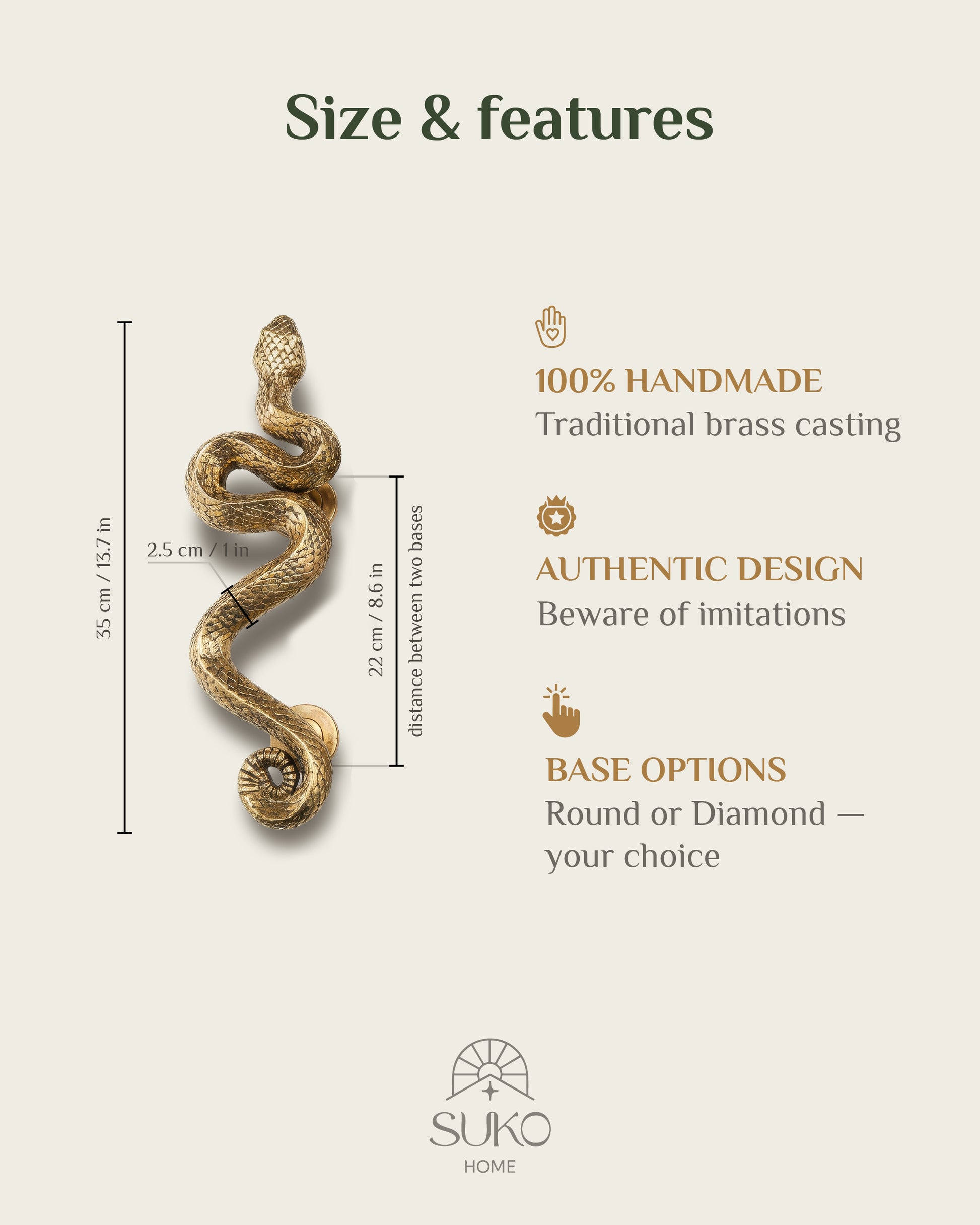 Brass Snake Door Handle