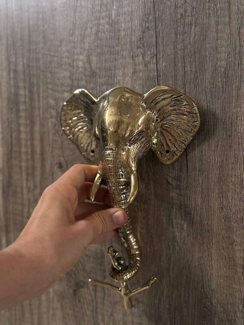 Elephant Brass Wall Hook - Vintage Animal Decor