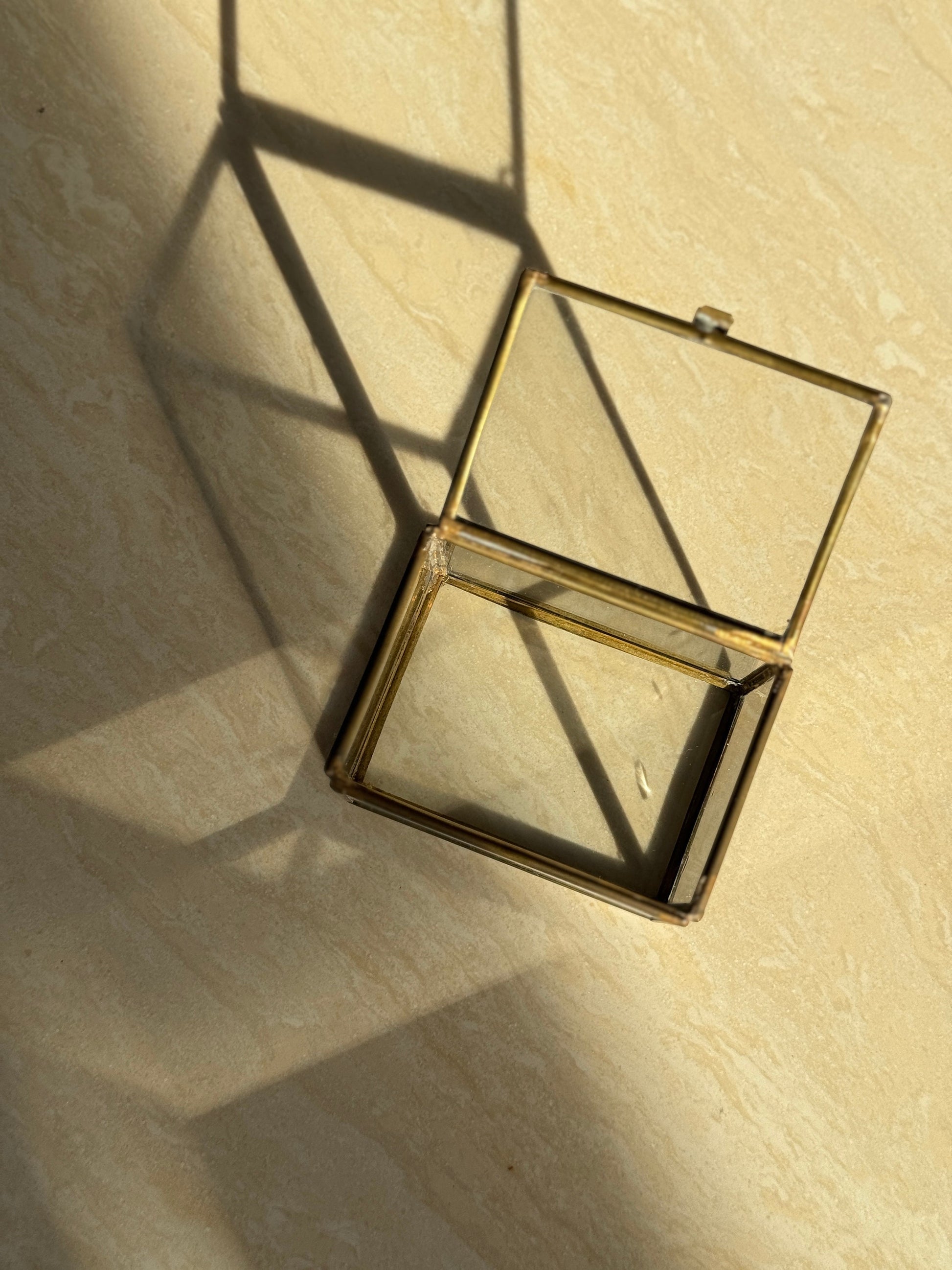 Glass and Brass Mini Jewelry Boxes