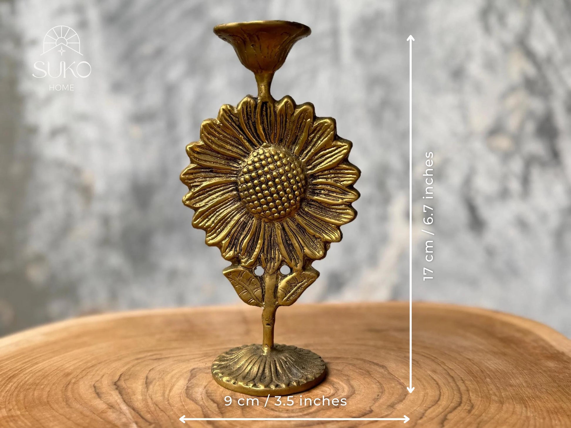 Sunflower Brass Candleholder