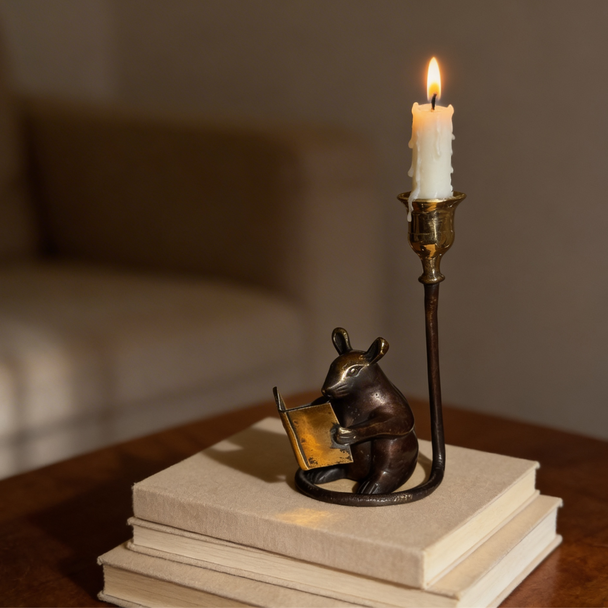 Brass Mouse Candleholder, vintage home gift