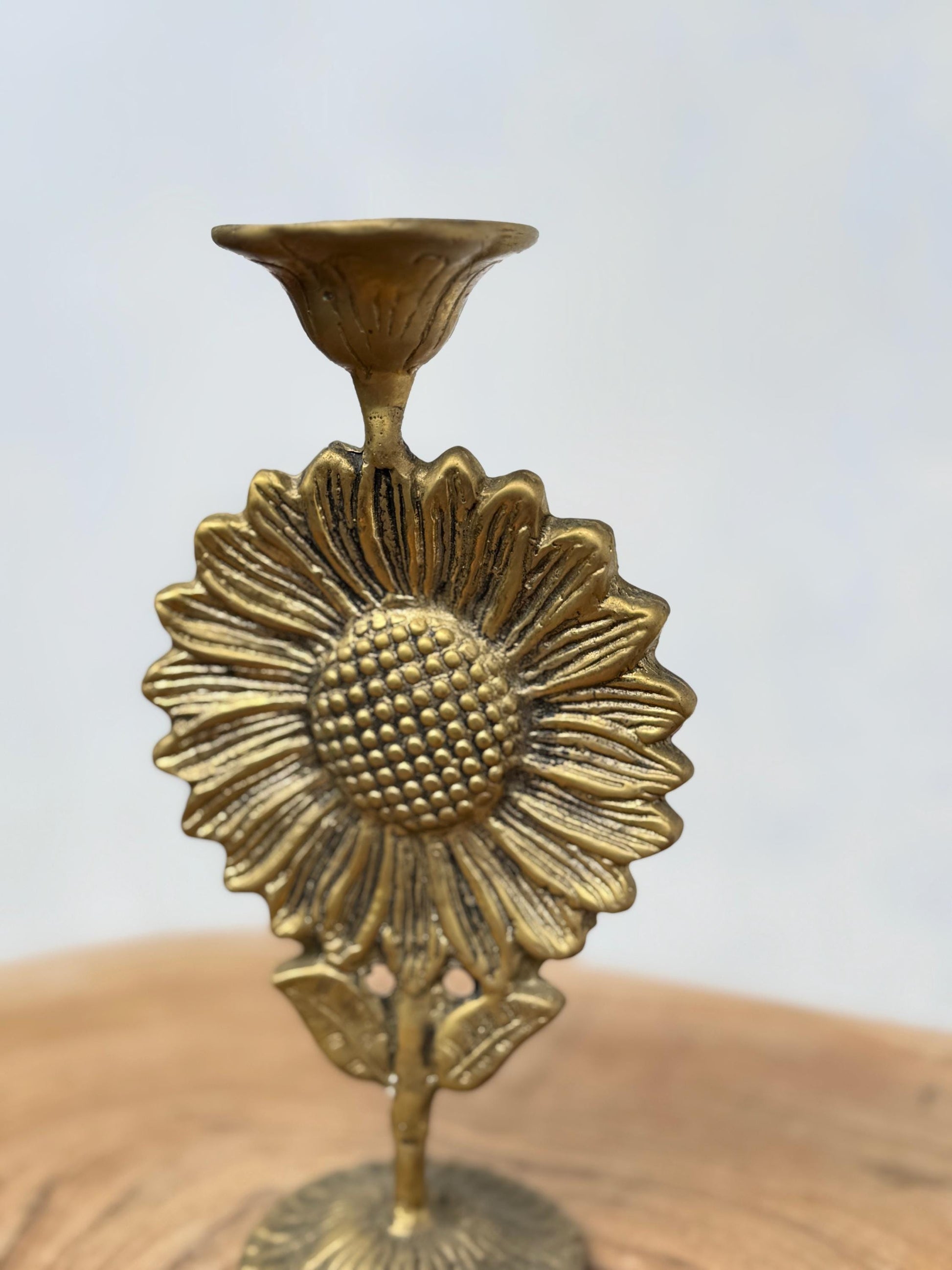 Sunflower Brass Candleholder