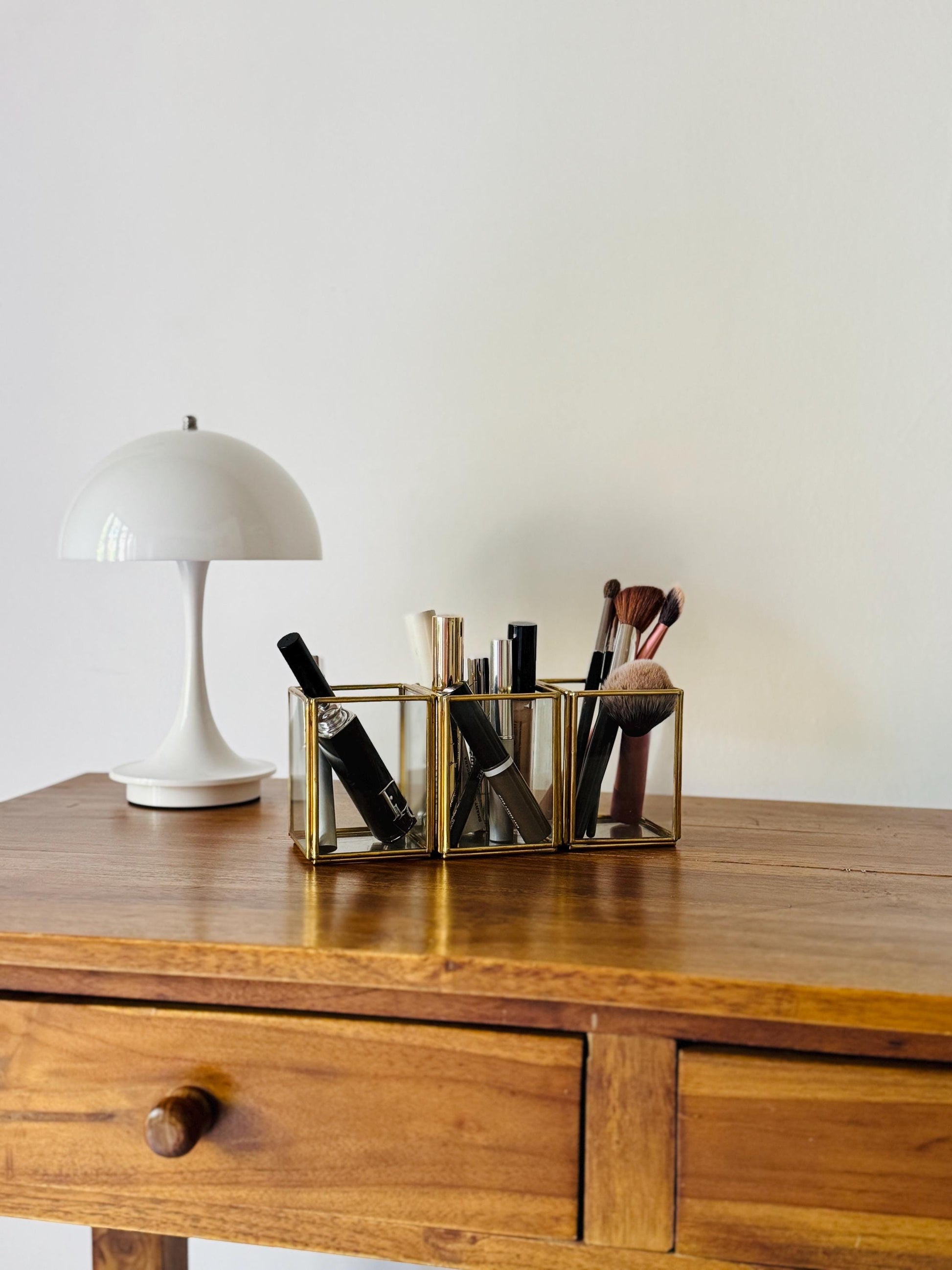 Glass & Brass Mini Jewelry Box | Ring & Earring Holder