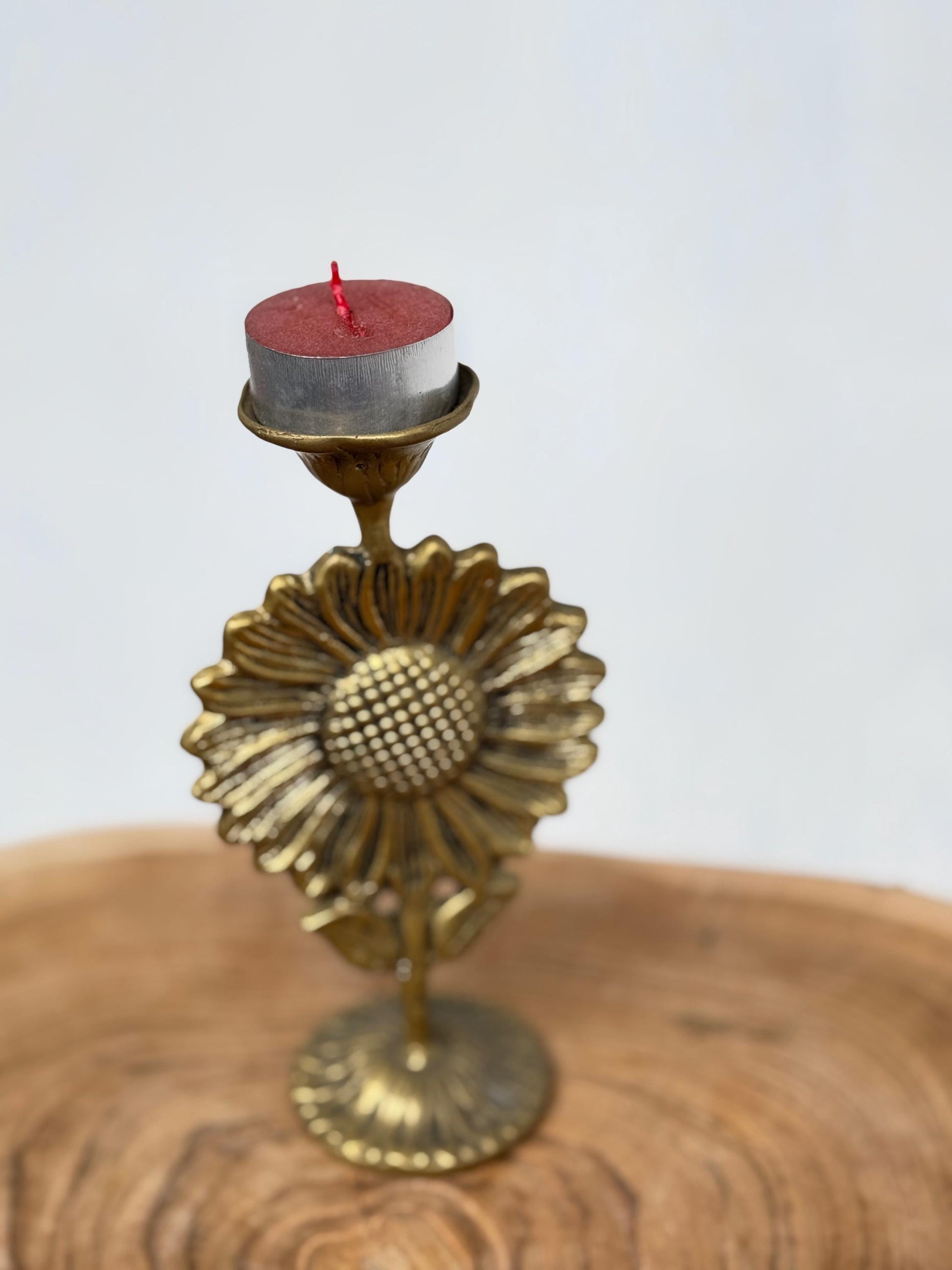 Sunflower Brass Candleholder