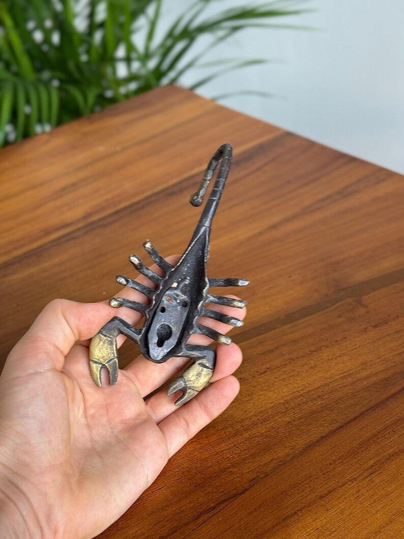 Wall Hook "Scorpion" | Green Patina Brass