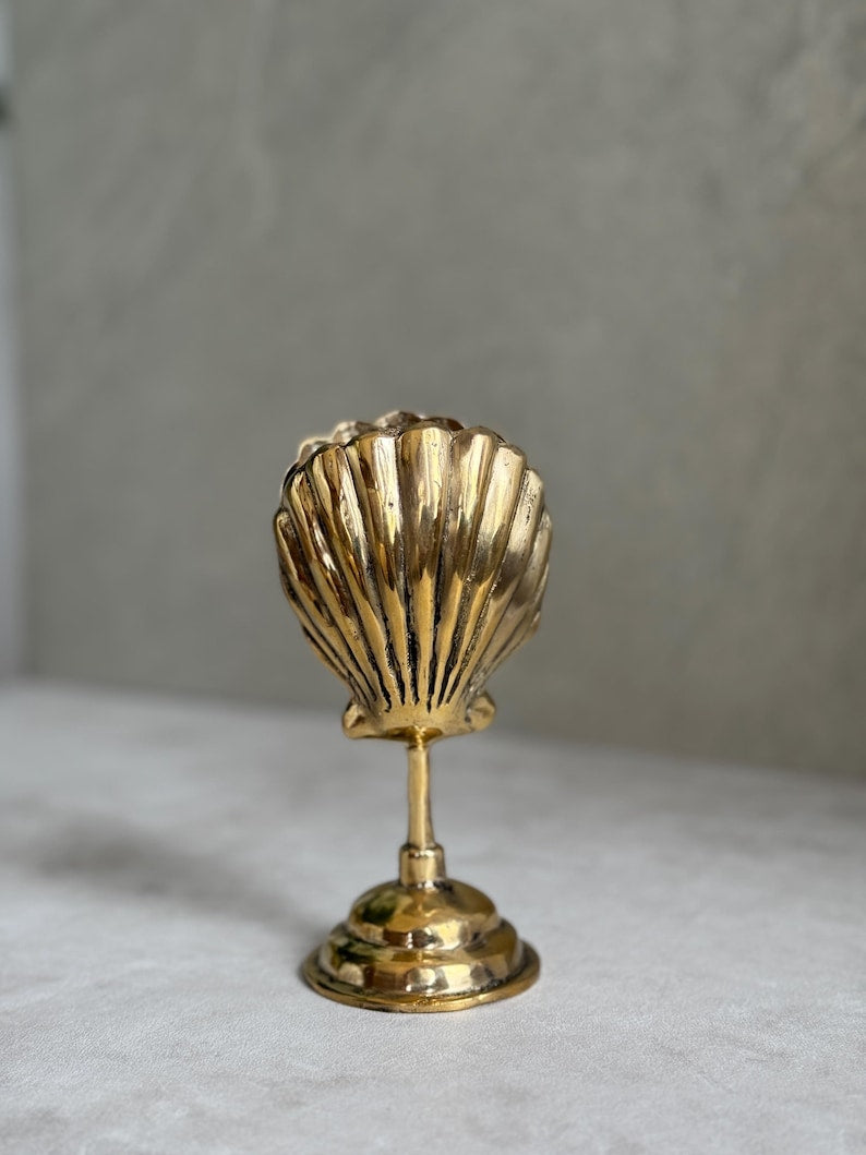 Vintage Brass Shell Card Holder