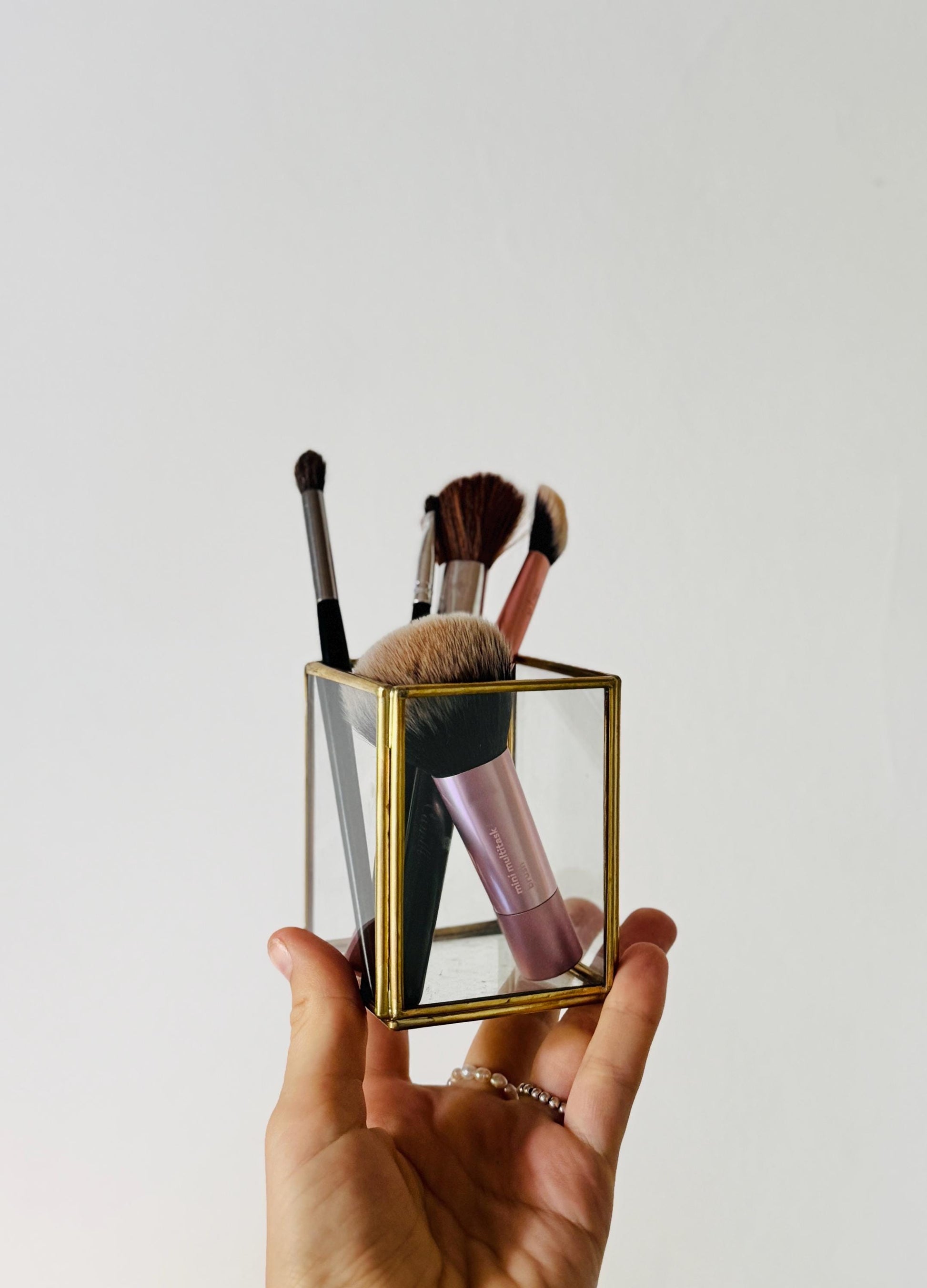 Glass & Brass Mini Jewelry Box | Ring & Earring Holder