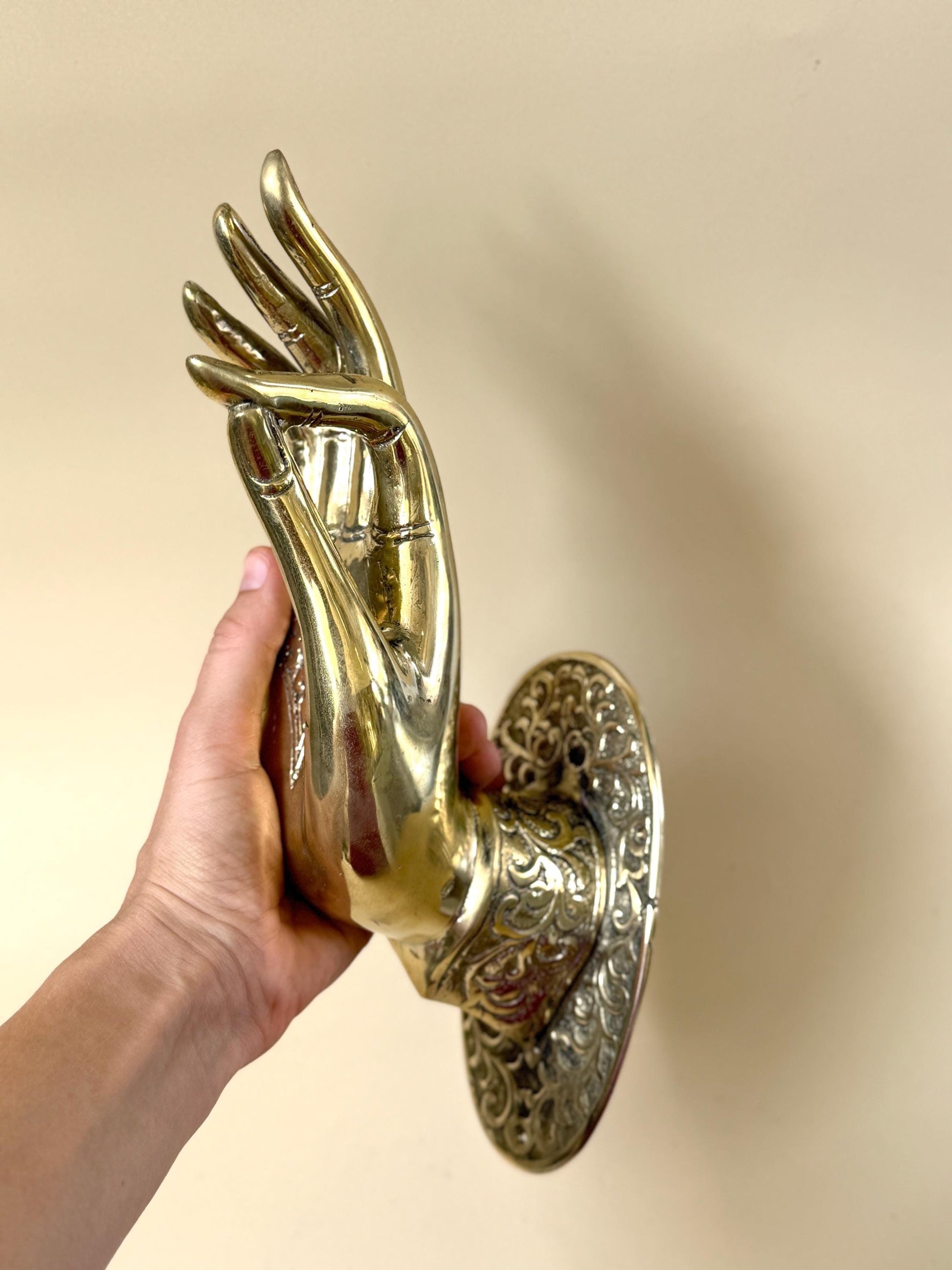 Brass Mudra Hand Door Handle